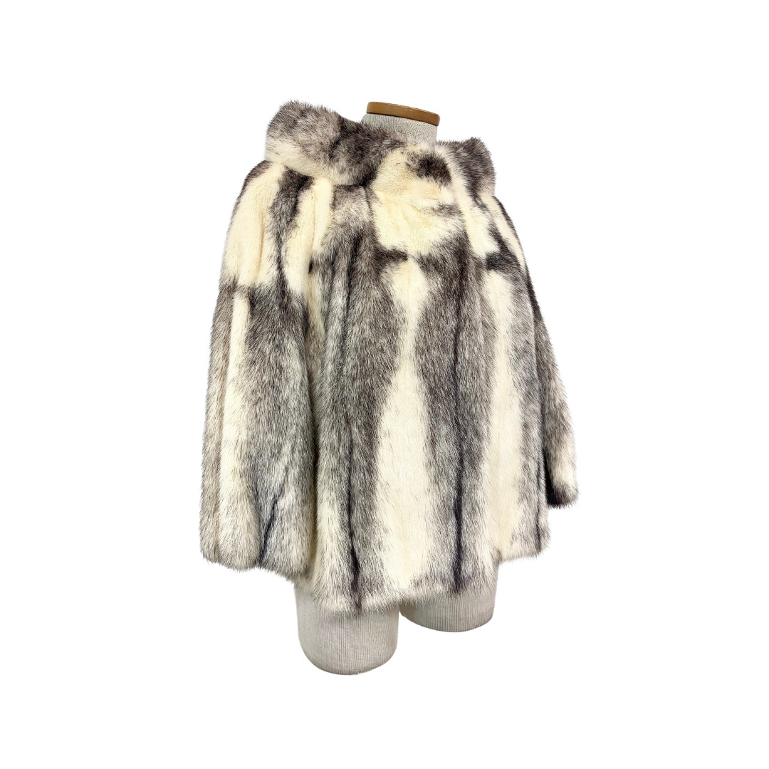 Vtg 50s 60s Oleg Cassini Old Hollywood Glamour Classic Peppered Mink Fur Coat