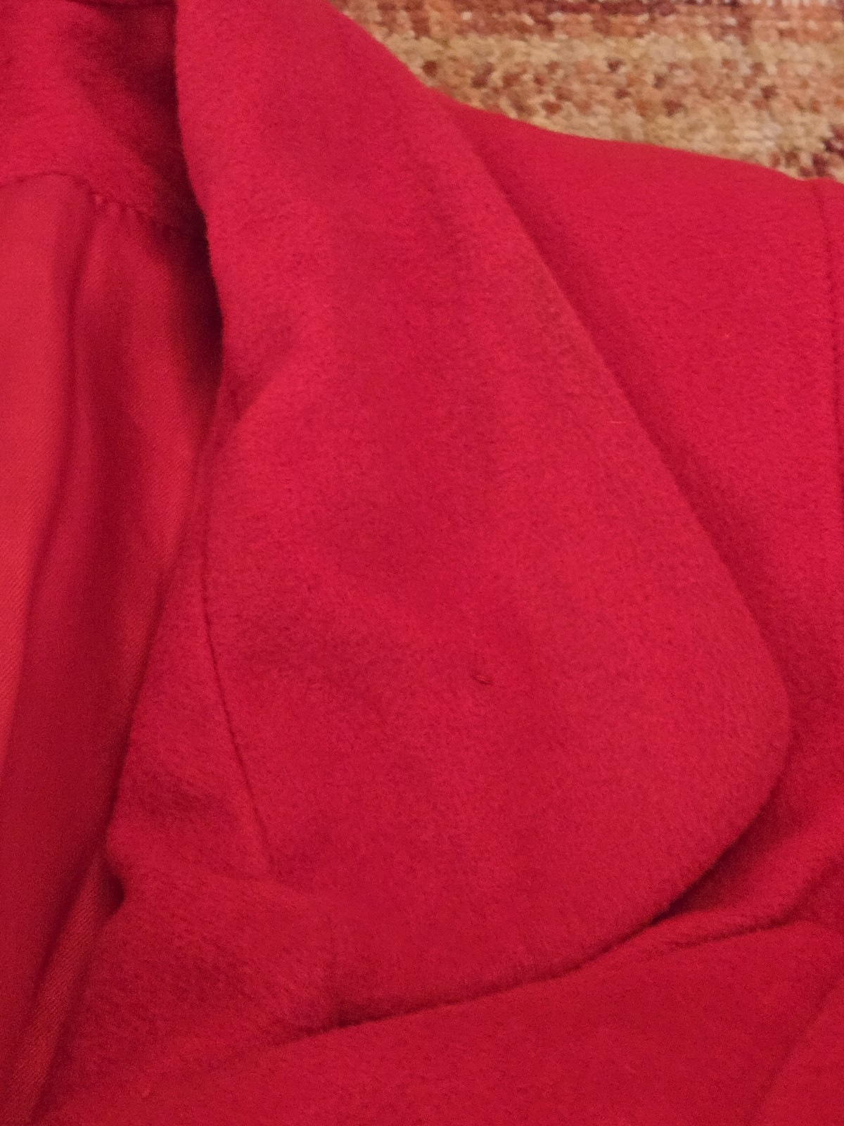 Vintage MCM 60’s 70s Kashmiracle Wellington Red Long Coat Satin Lined Size?