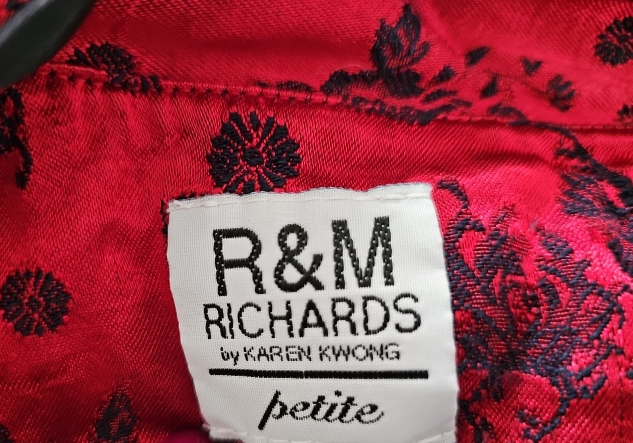 R&M Richards Vintage Red Embroidered Nehru Oriental Jacket Blazer Petite 12P