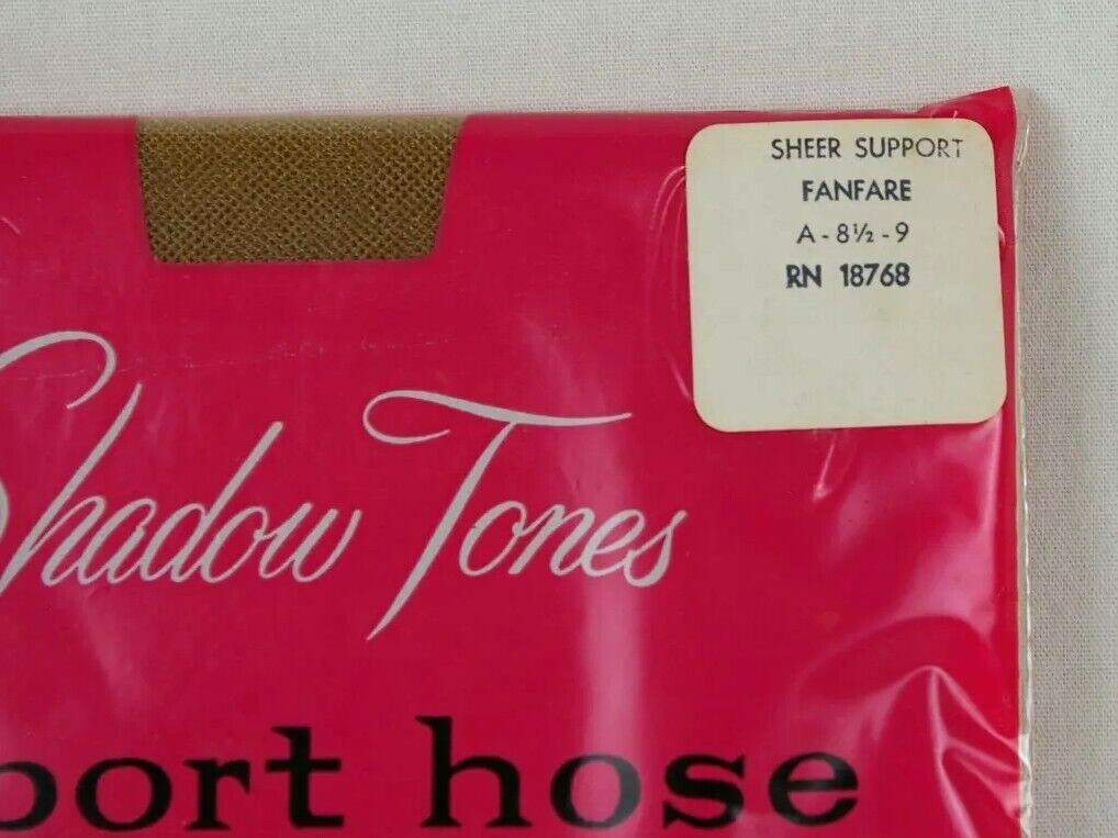Vtg. Women’s Shadow Tones Support Hose Sheer Seamless Fanfare A 8.5- 9 RN18768