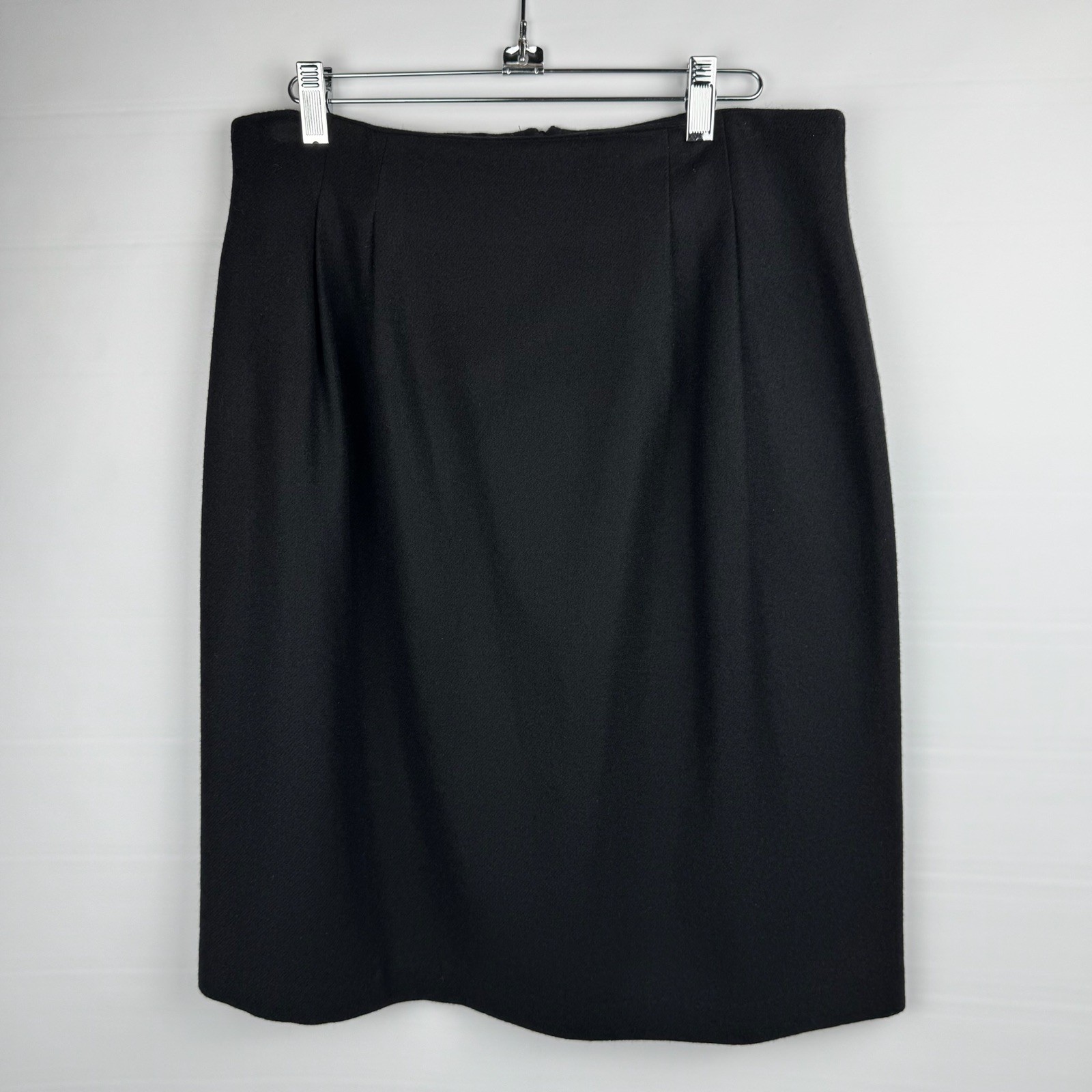 Vtg Ilysa Hart LTD Pleated 100% Pure Wool Women’s Black A Line Skirt Size 14