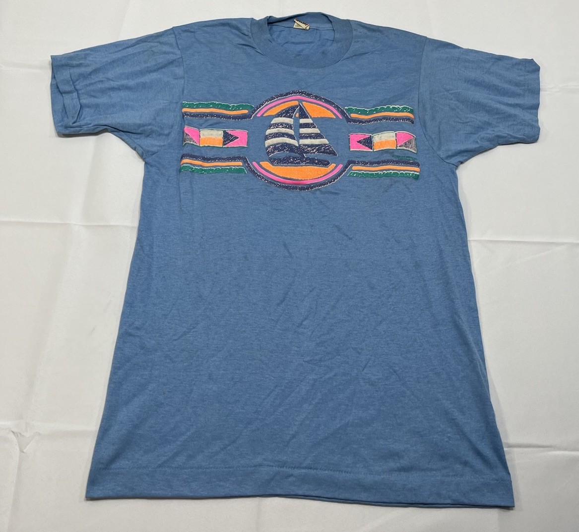 Vintage Screen Stars Sailboat T Shirt Women’s M Single Stitch USA Made Read