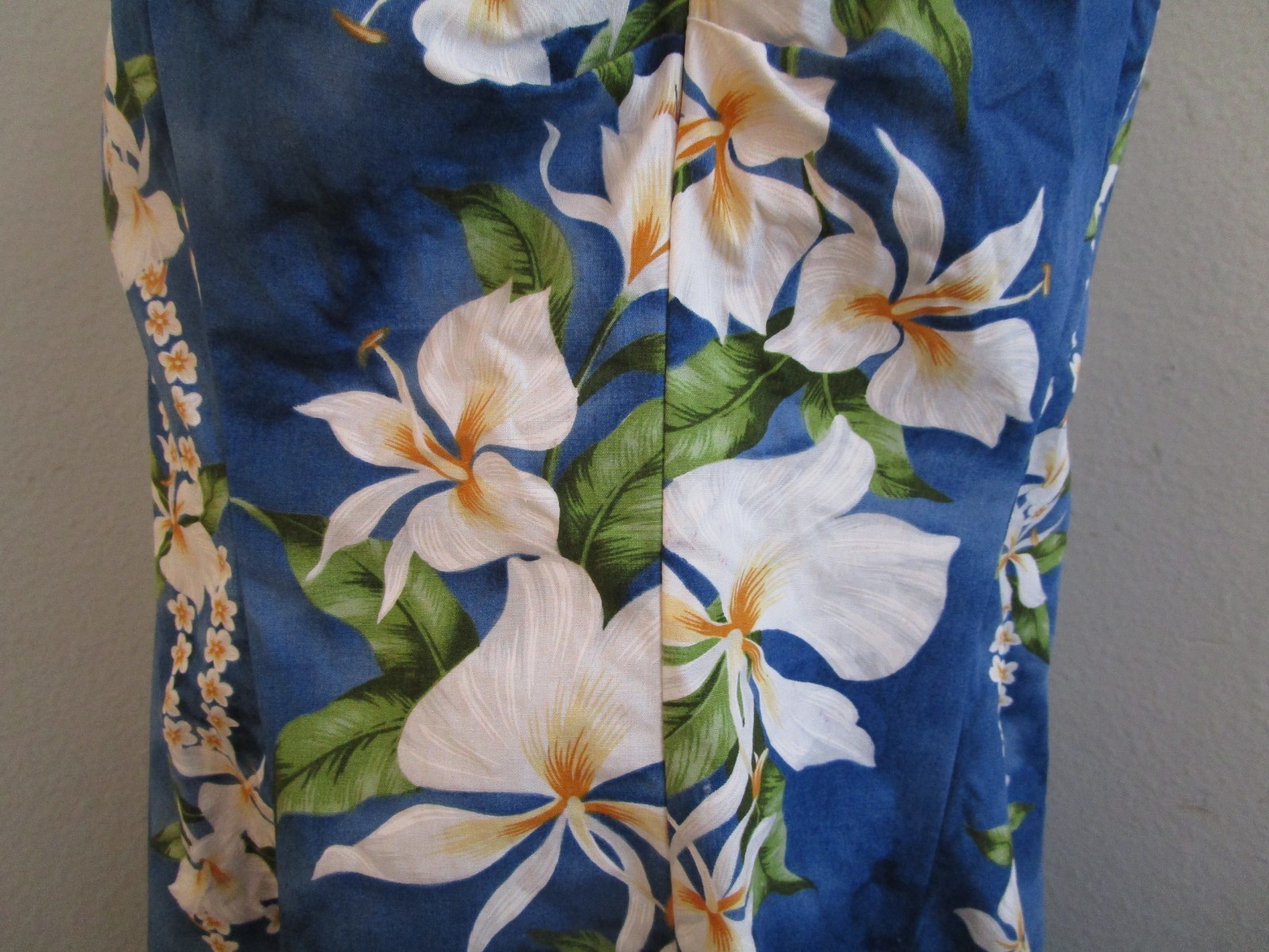 Vintage Jade Fashions 80’s Hawaiian Style Blue Floral Midi Dress Size L