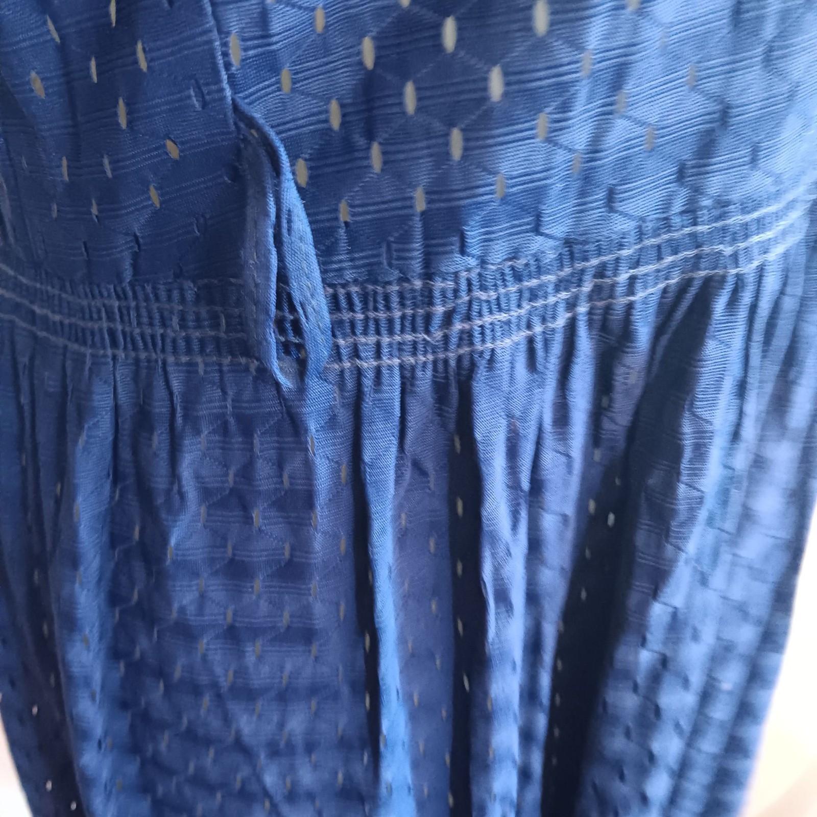 True Vintage Dress 1OF1 8 1960’s Eyelet Midi Tie Neck Slinky Stretch Nylon