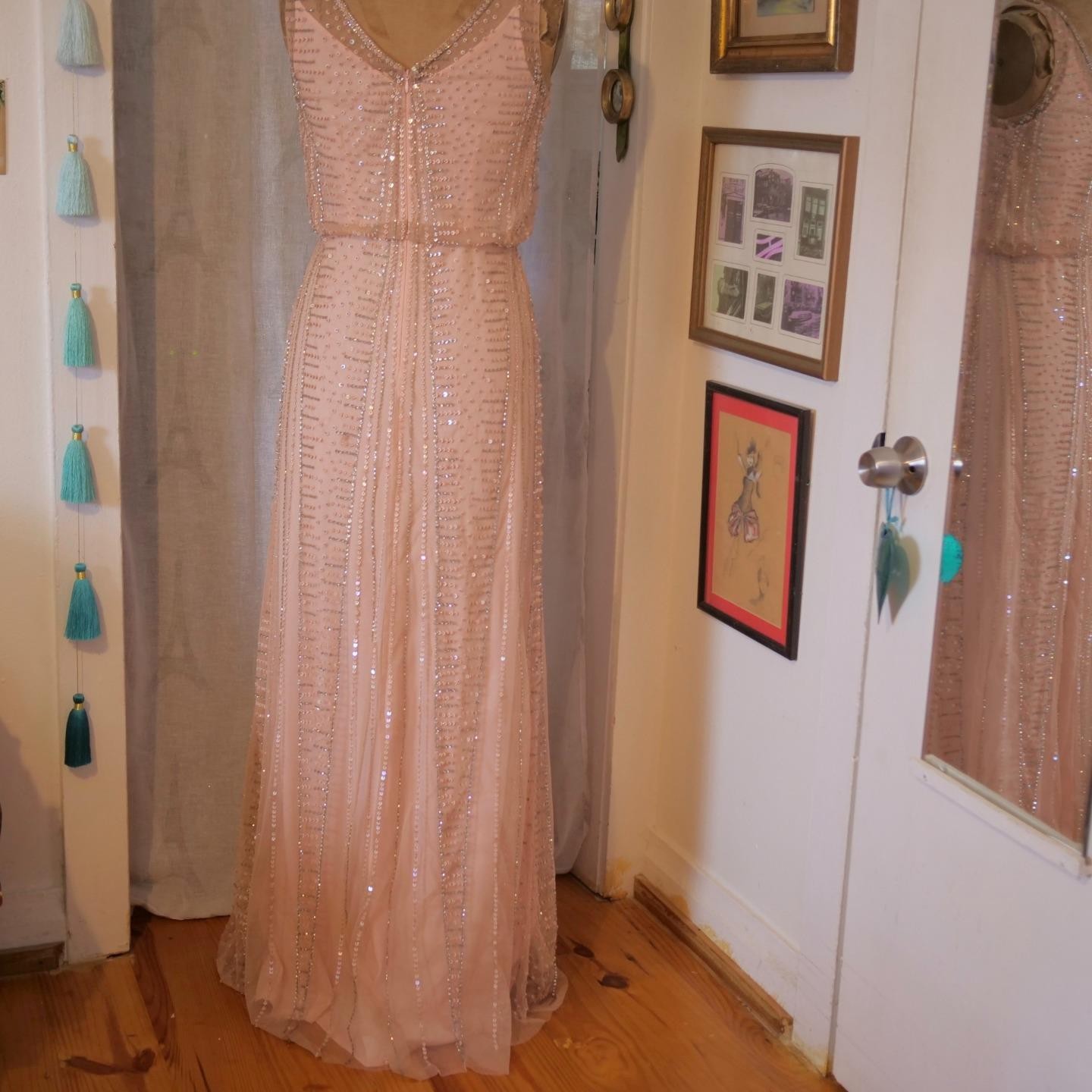 vtg 90s CACHE Y2K Pink Sequins Beaded Mermaid Maxi Dress Whimsigoth Fairycore 2