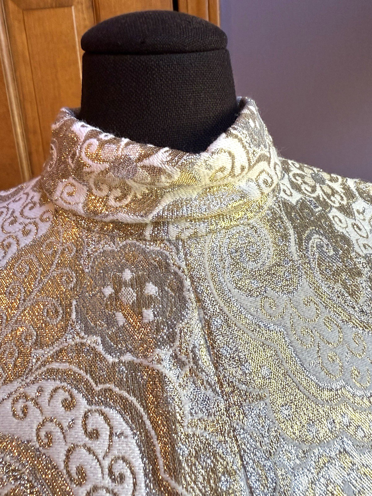 Vintage handmade Silver and Gold Brocade Dress, medium, Stunning !!