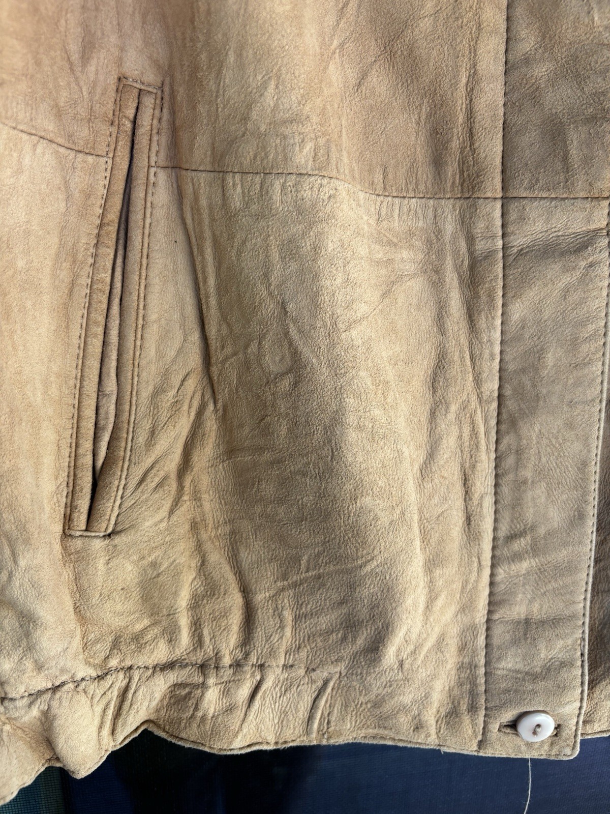 Vintage Leather Jacket Soft Tan Rafael Women’s Size 6 Button Up Pockets Lined