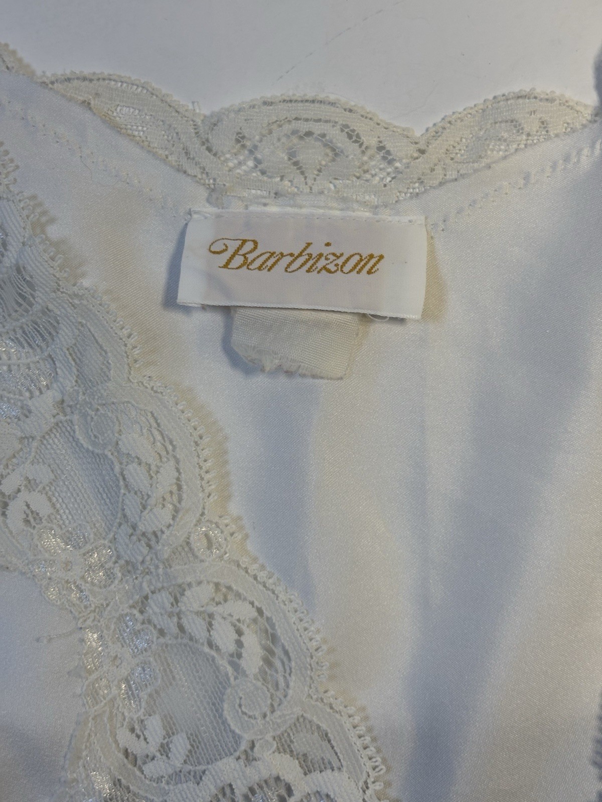 Vintage Barbizon Ivory Satin Lace Peignoir Set Gown & Robe 1950s Lingerie READ