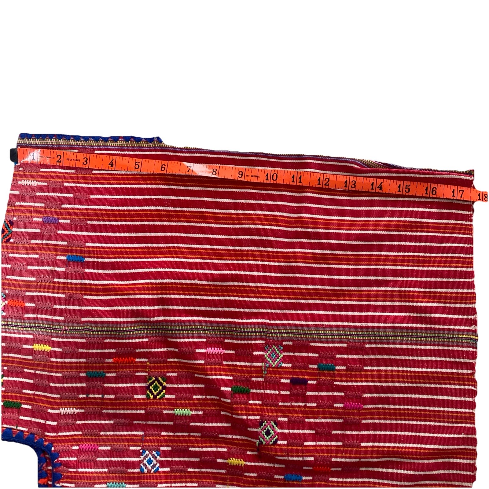 Vintage Guatemalan Huipil Red Stripes & geometric Shapes hand woven OS Peasant