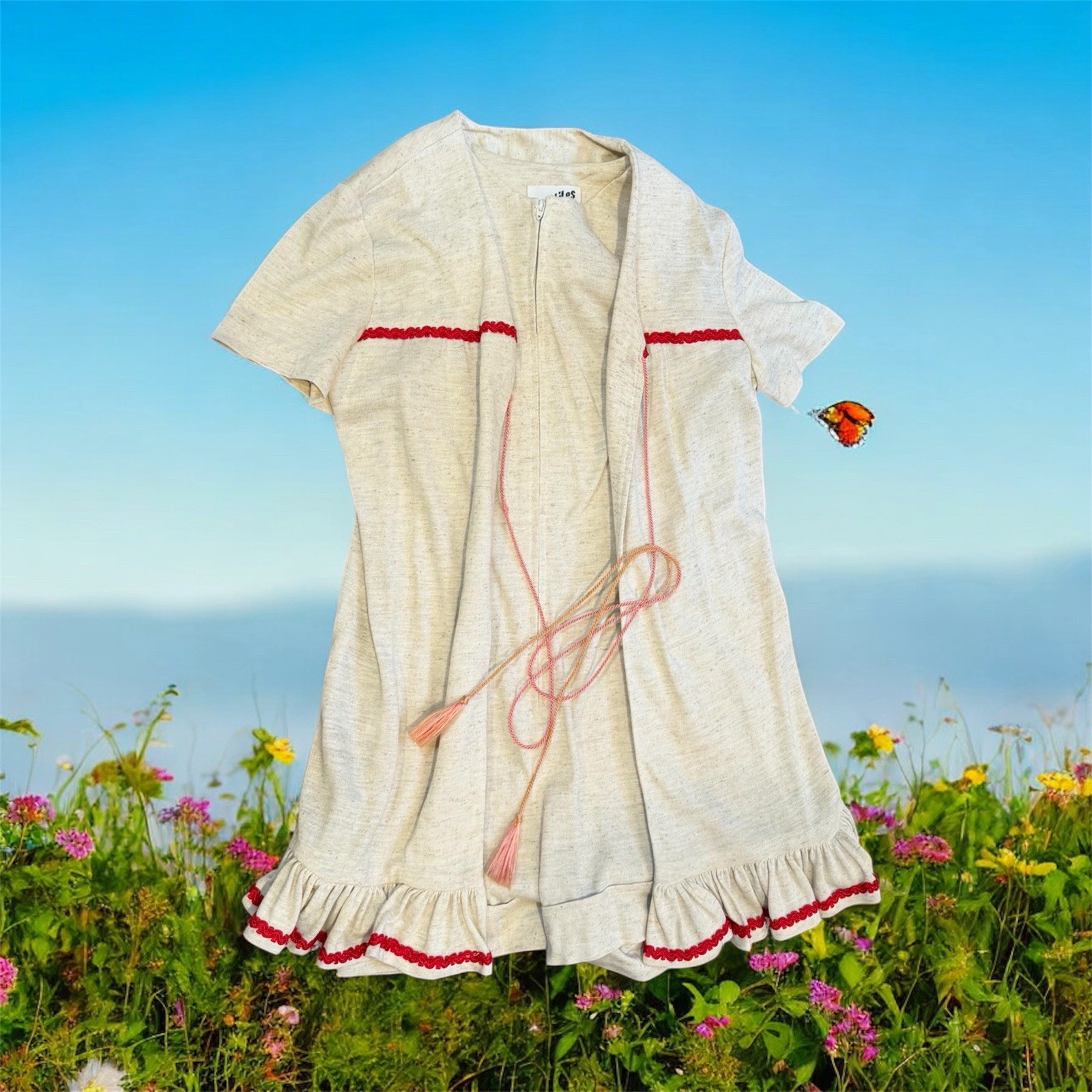 Vintage Jr Petites Romper With Open Cardigan Tassels Fairy Festival Cottage Core