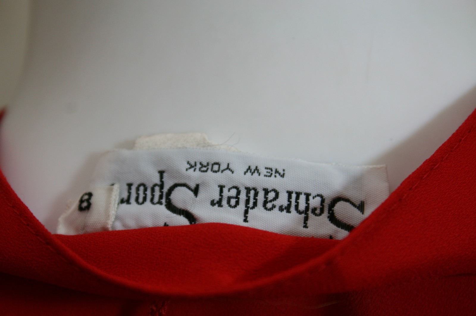 SCHRADER SPORT NEW YORK VINTAGE BLOUSE LONG SLEEVE DETACHABLE COLLAR TOP 8 RED