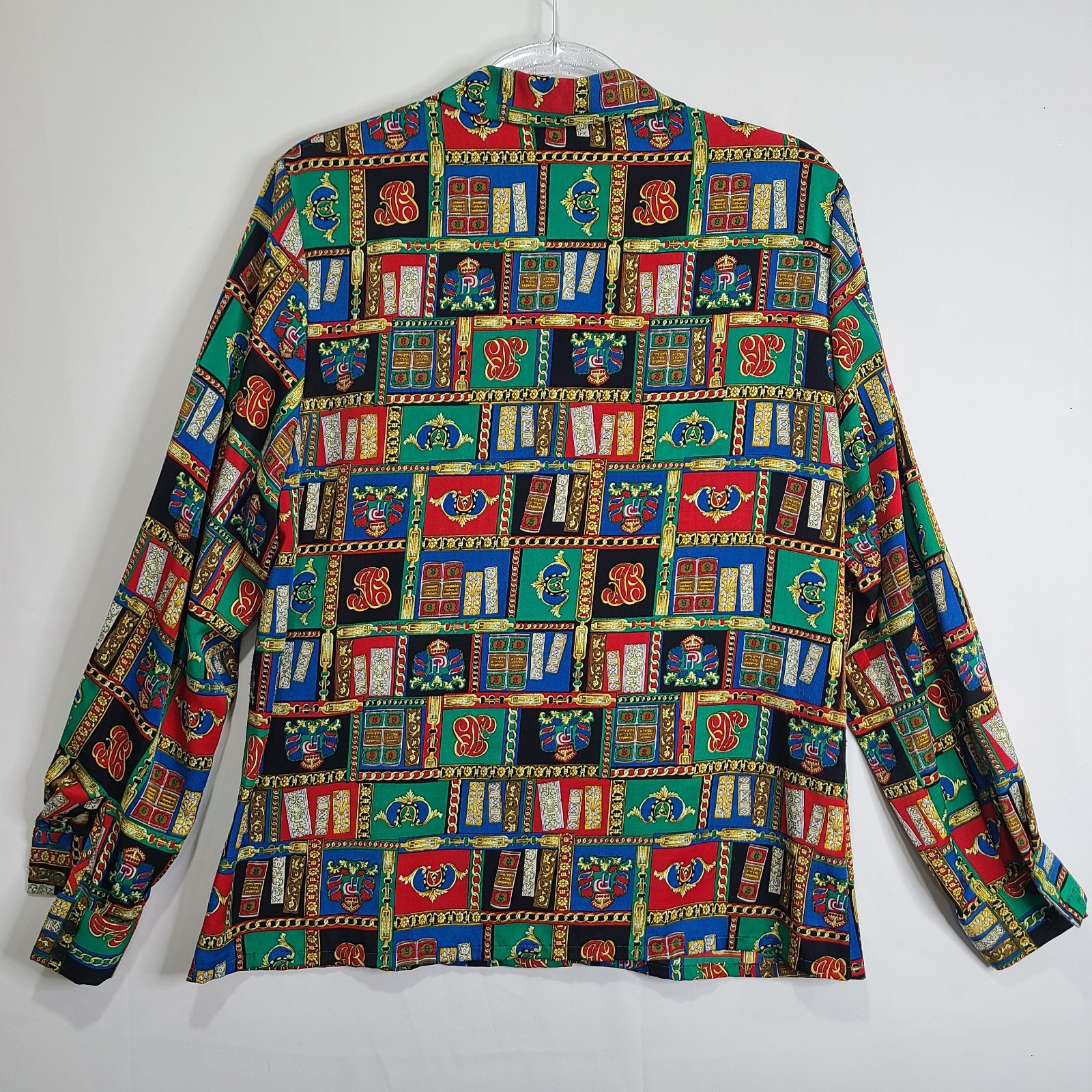 *Unique Vintage Pendleton Cottage Book Library Teacher Blouse Sz10 Lg Novelty