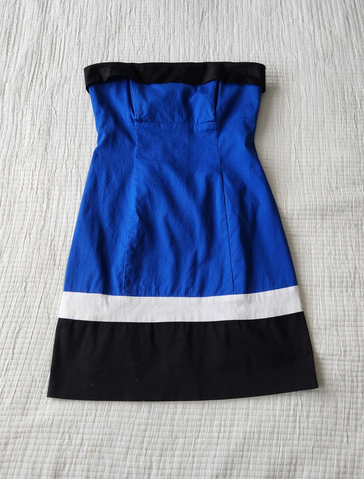 Vintage B. Darlin Strapless Colorblock Dress Size 9/10 Blue White Black