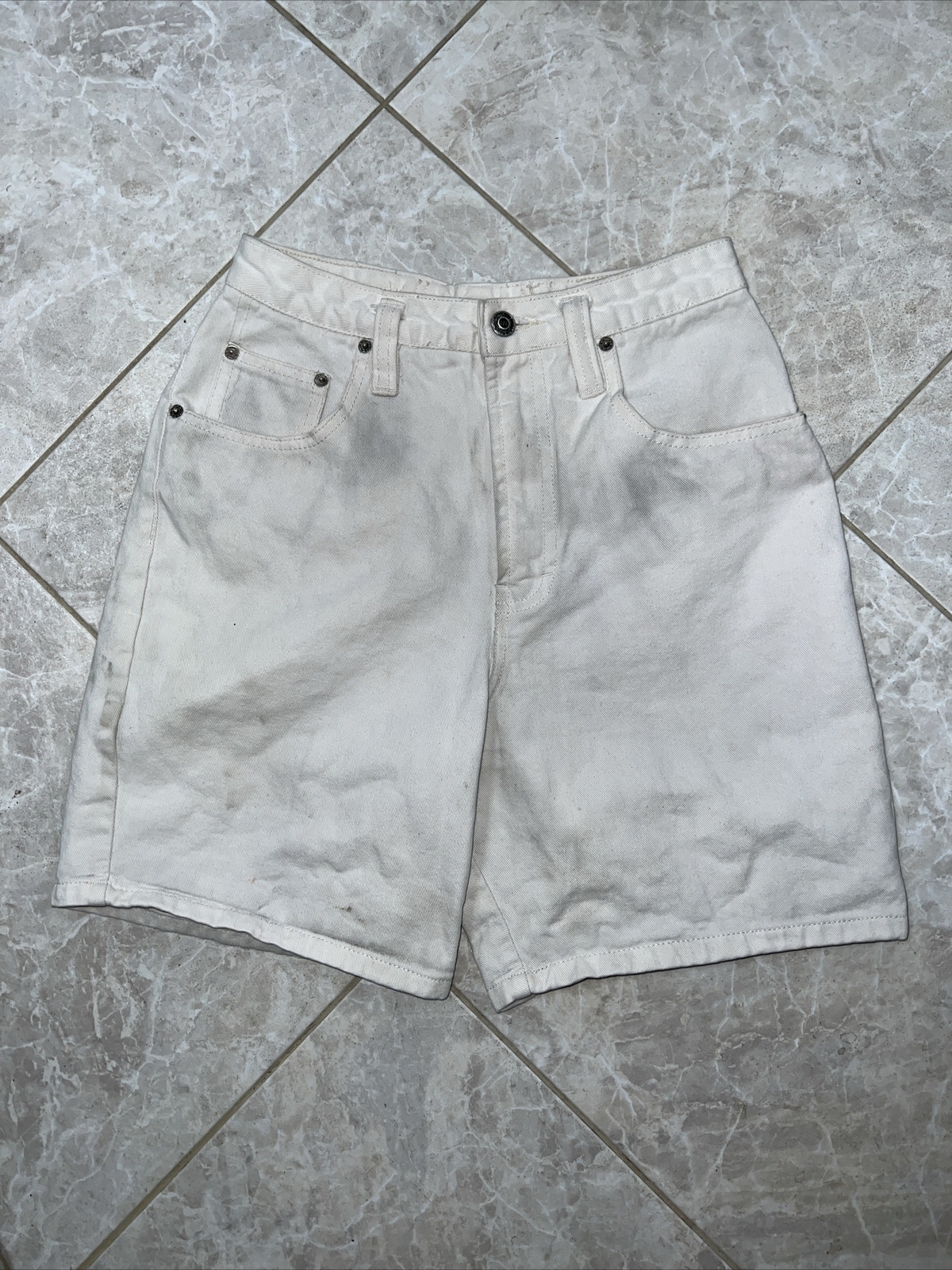 Vintage Union Bay Womens White Jeans ShortsHigh Rise Waist Size 9 Talla