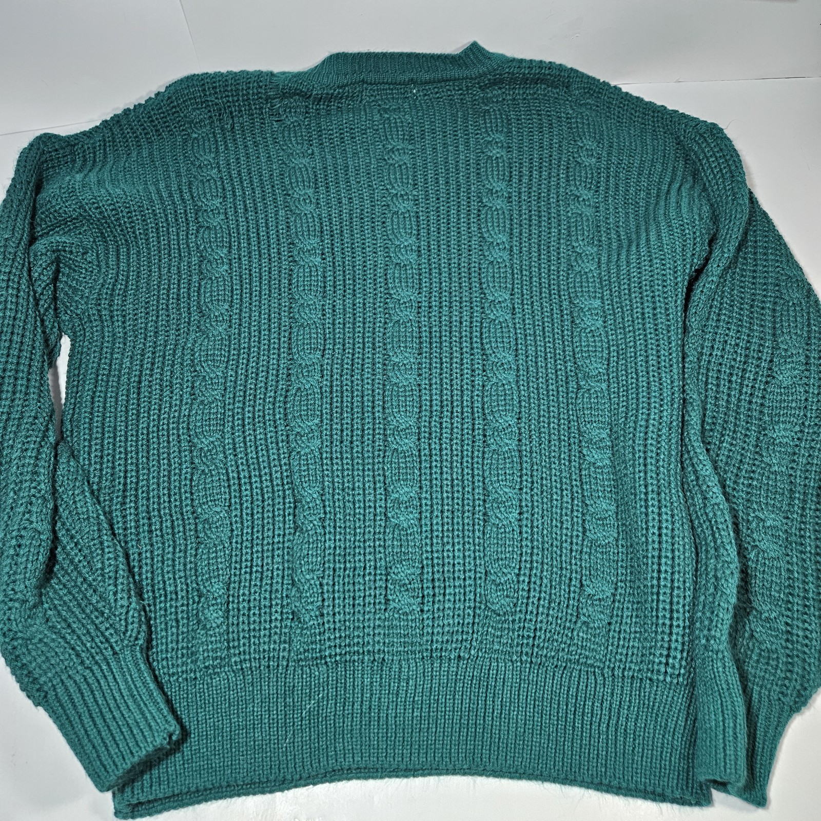 Vintage Sweater Size XXL Extra Large Solid Dark Green Retro 80s 90s Knit