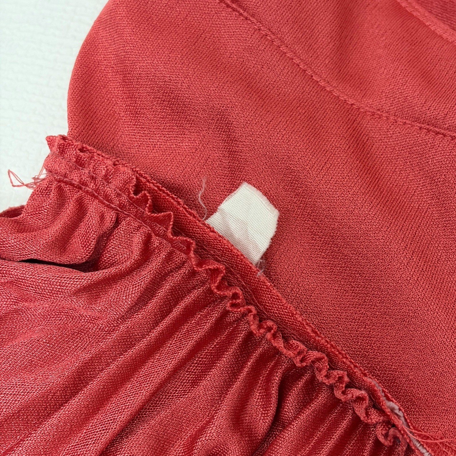 Vintage Halter Dress Pleated Ruched Plunge Red Size M L38 W15