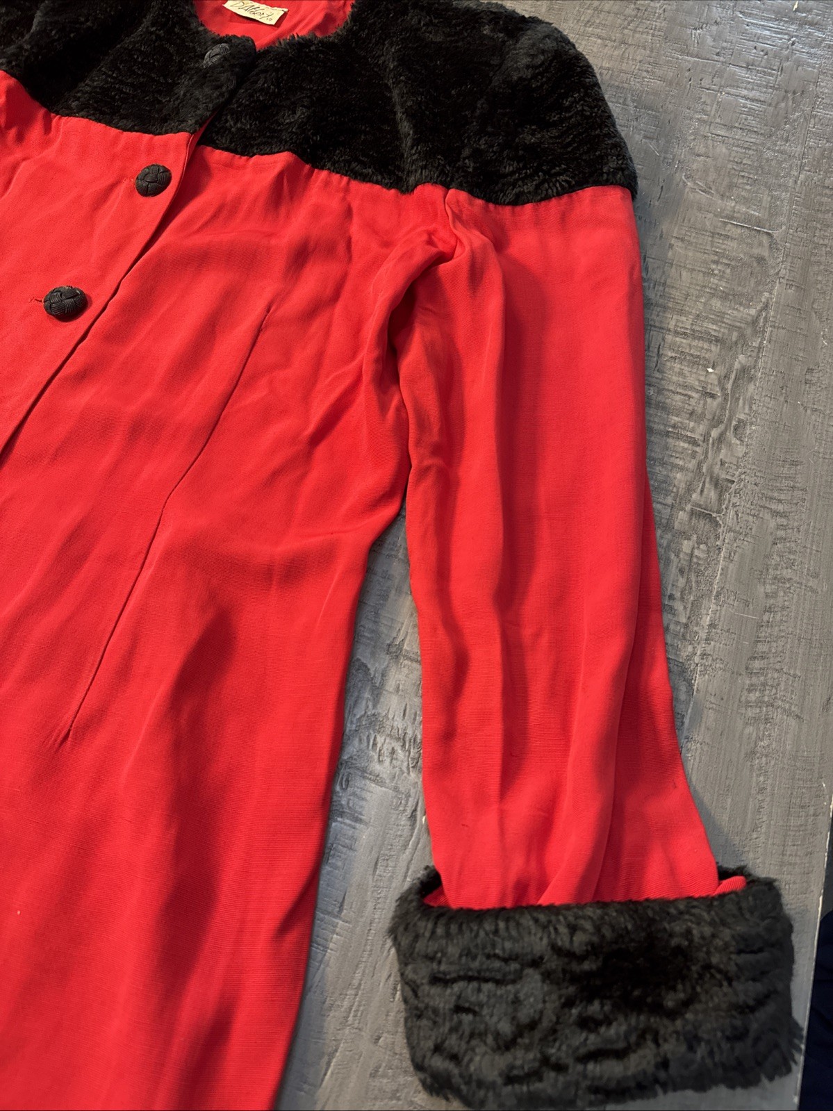 Vintage D’Albert Red and black Lightweight Mid Length Jacket Made In USA 1980s
