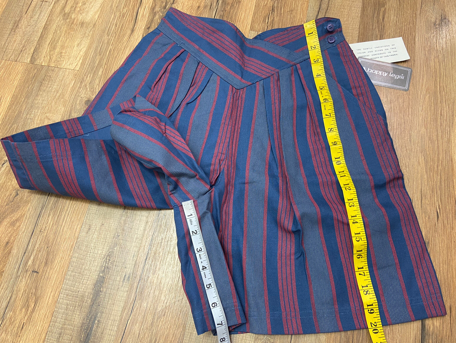 Vintage Happy Legs NWT Blue & Red Striped High Waist Shorts Women’s Size 7