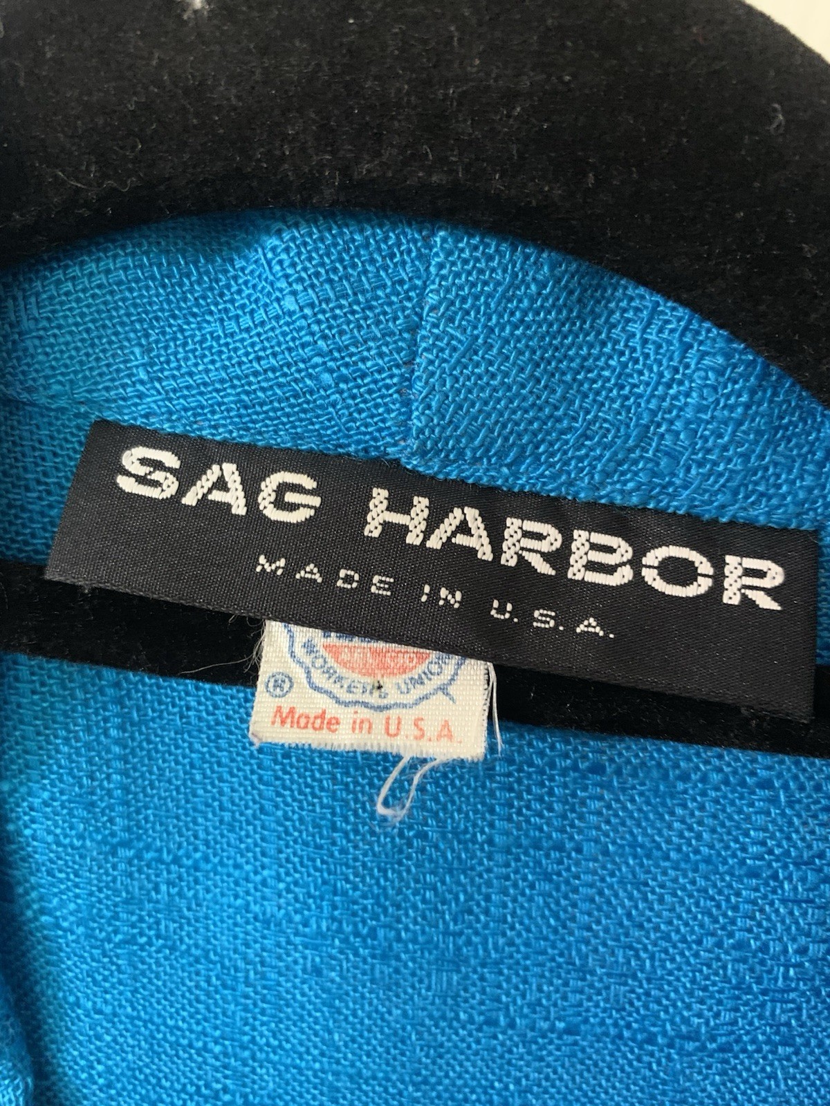 Sag Harbor Blue Rayon Flax Blazer Jacket Size 10 Women’s Vintage Style