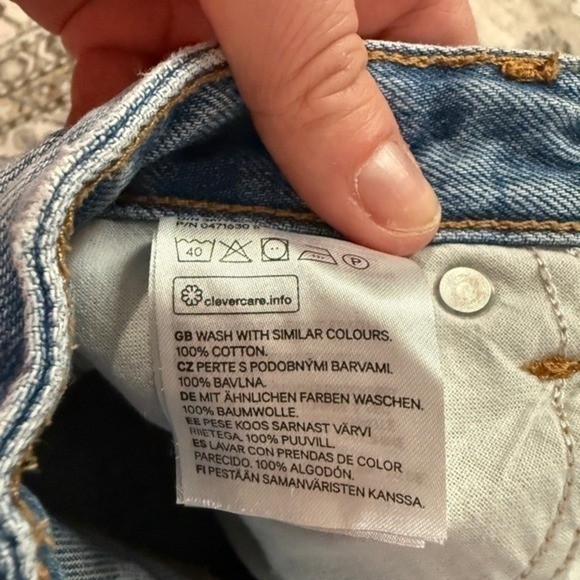 &Denim Raw Hem Distressed Mini Skirt Contrast Pockets 8 Y2K 90s