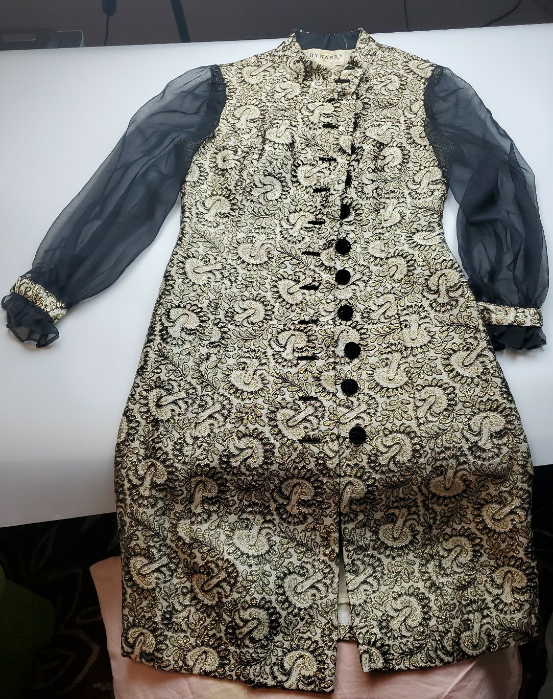 Dynasty Vintage Black And Gold Dress British Crown Colony Of Hong Kong Size 8