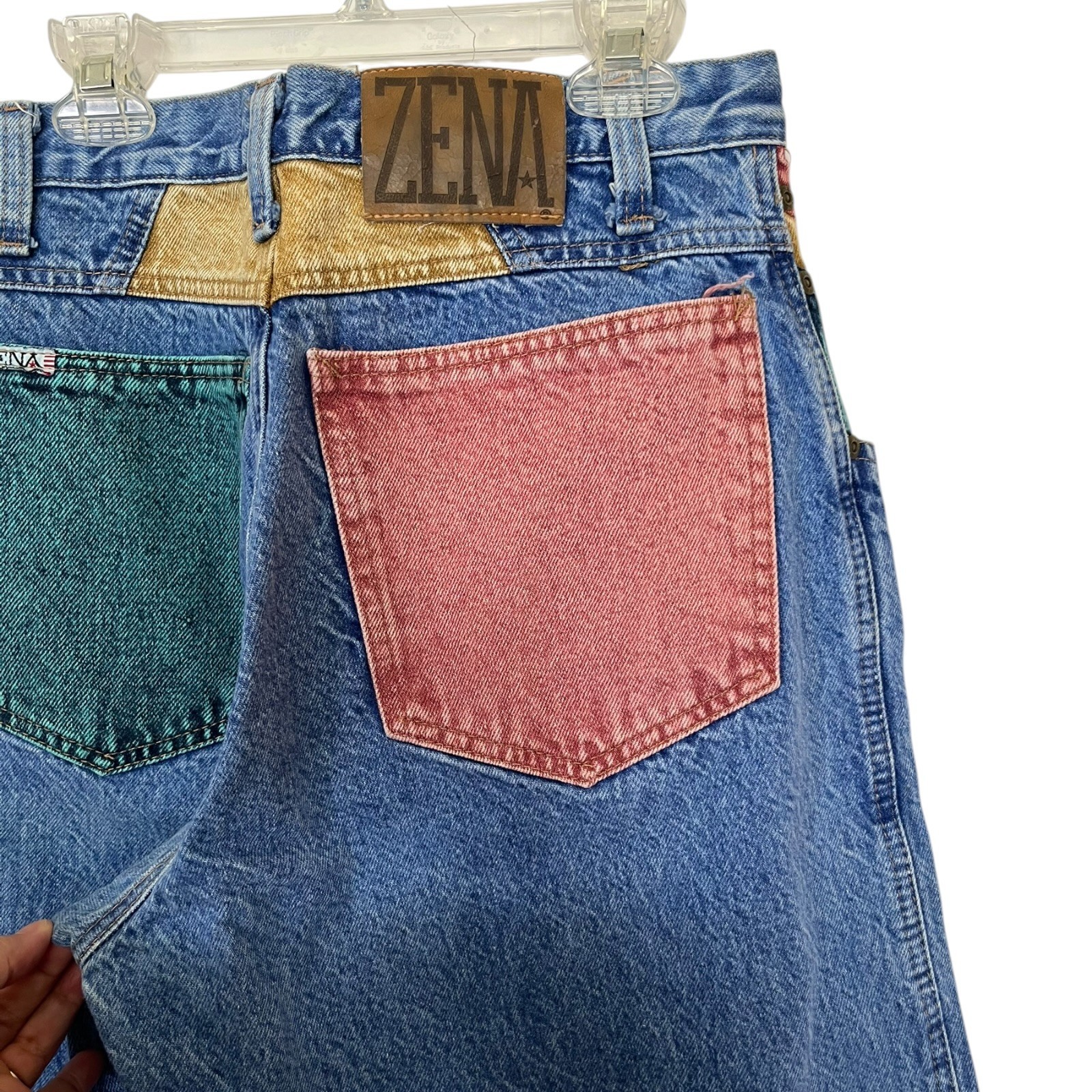Vintage 90s Zena Jeans 27 X 31 Color Block High Rise Mom Acid Wash New Wave