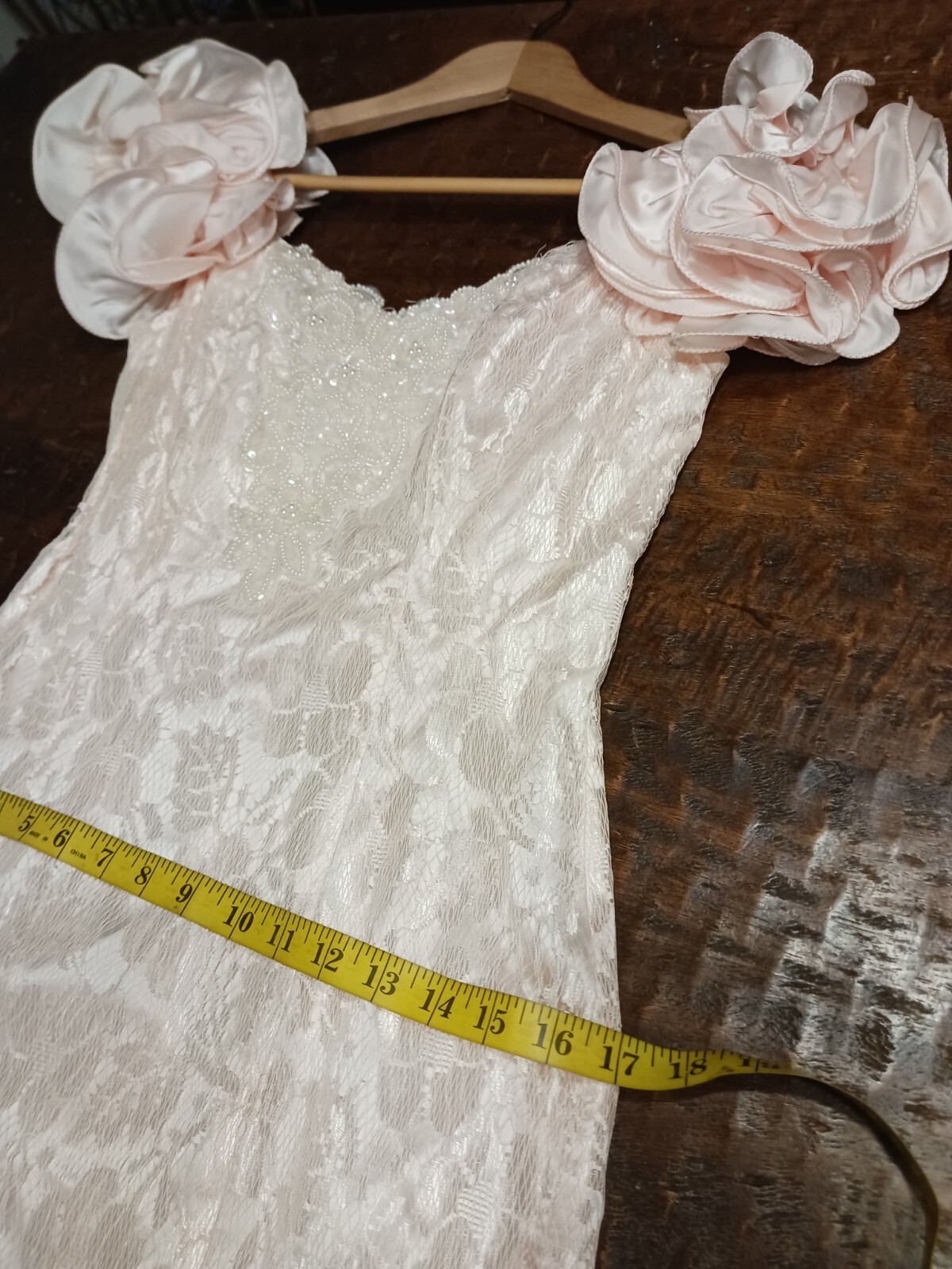 Vintage Michaelangelo Pink Lace Beaded Dress XS-Small