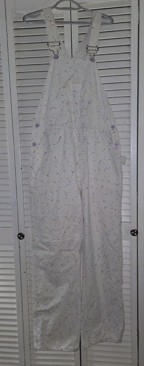 Vtg 90’sHallmark E.Bunny & Co Paint Splatter Cotton Overall Size L Rare Find