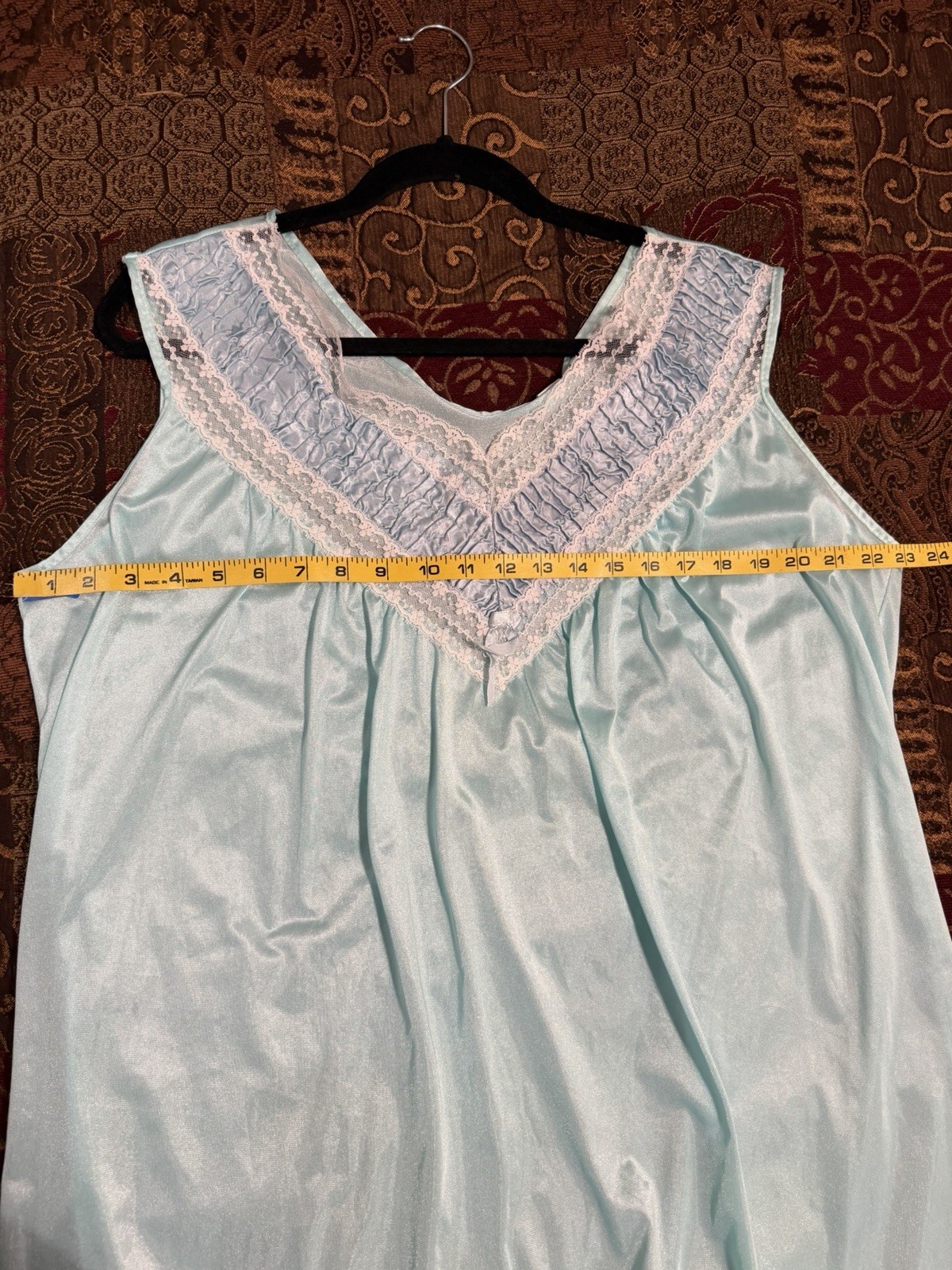 Vtg Short Nightgown Color Sea Foam Nylon Lace Accents Size XX Check Measurements