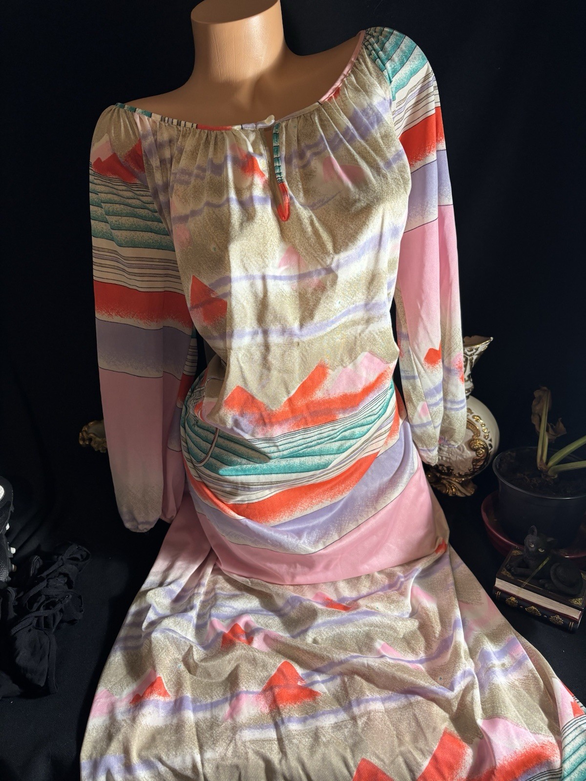 Vtg Silky Soft Nightgown Negligee Gown w Bicycle Negligee Gown Fancy Freebust