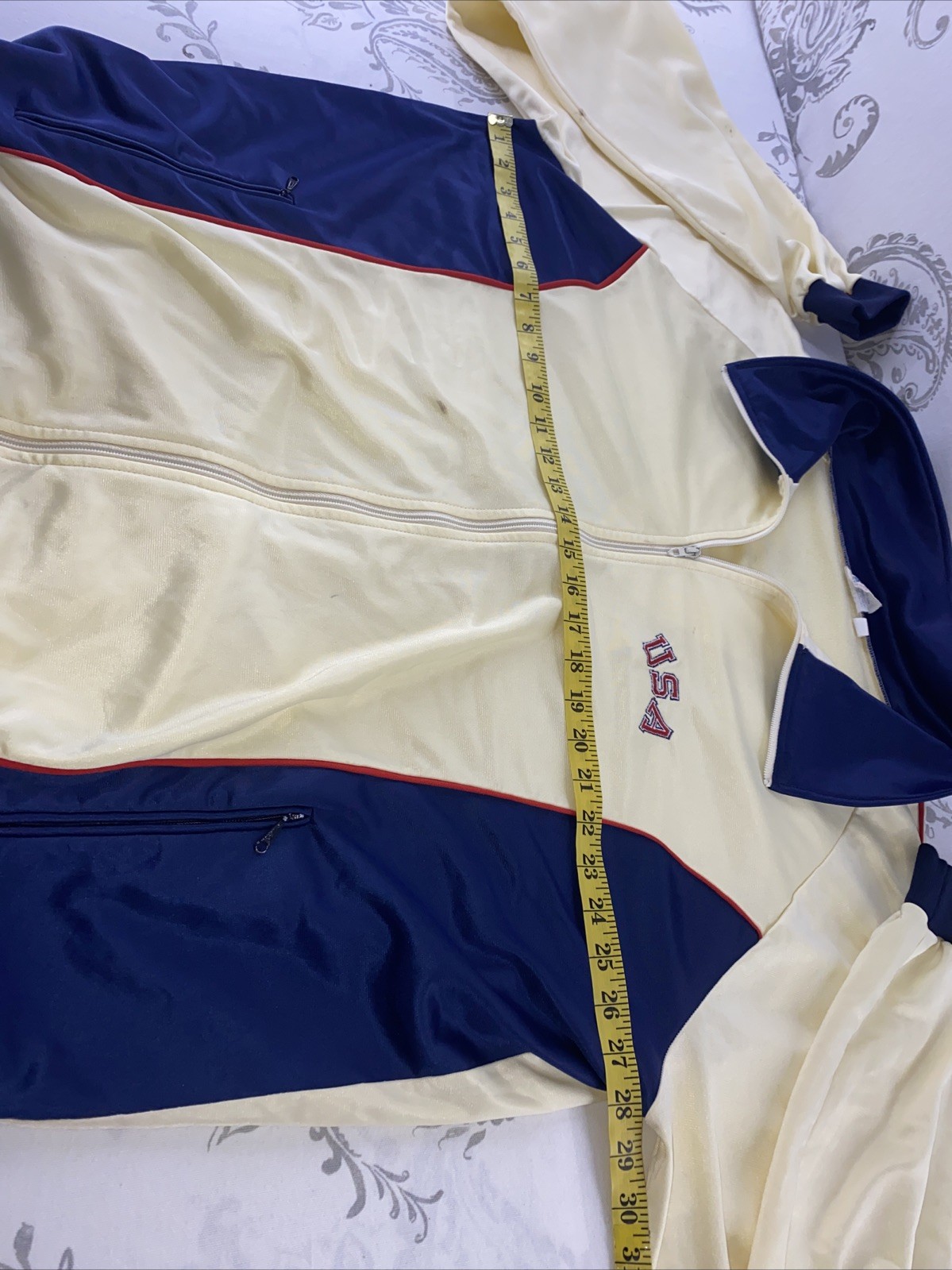 VTG 70’s Zwickel USA Olympics, Warm up track jacket full zip Cream Color
