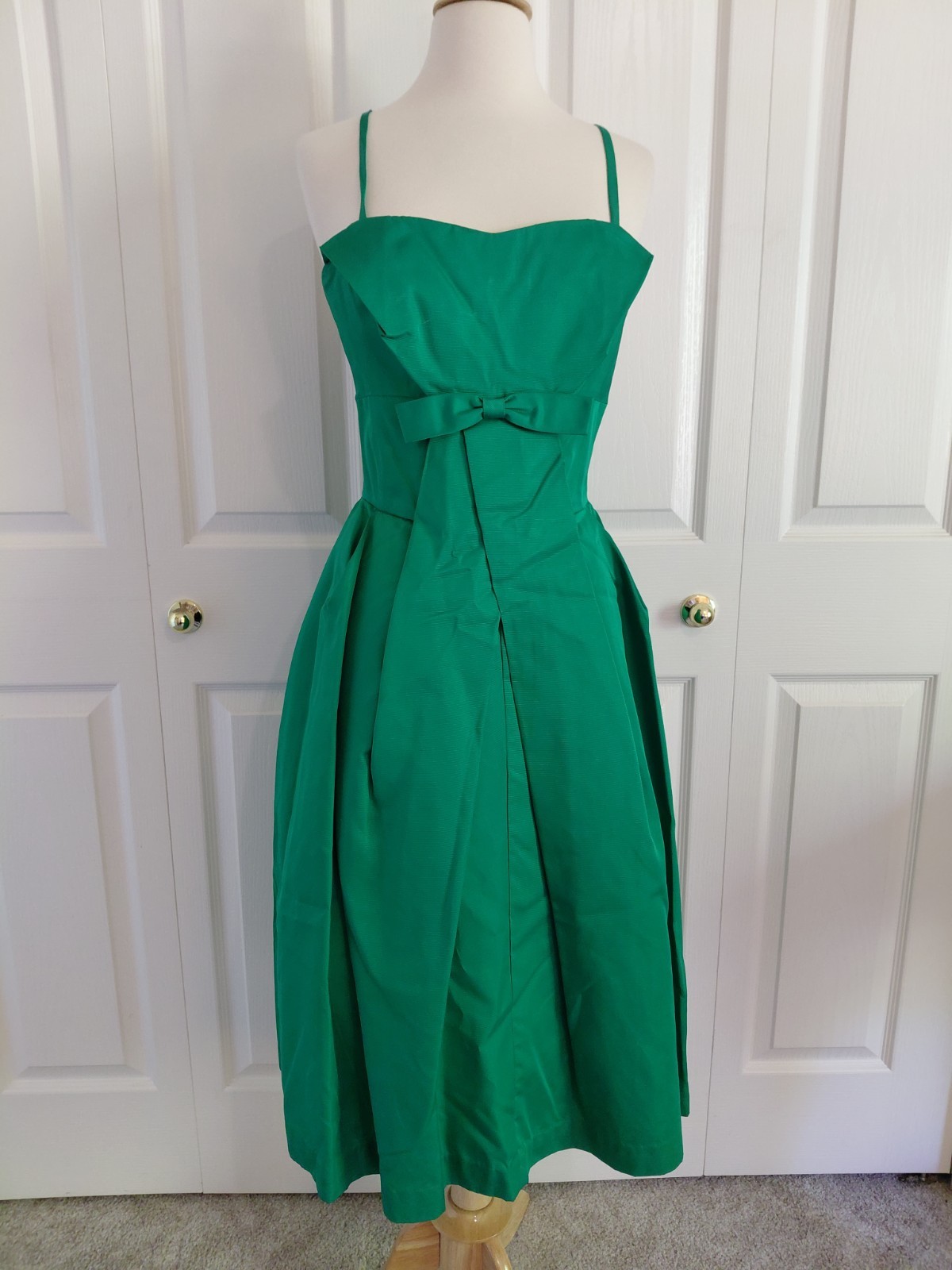 Vintage 1960s Lorrie Deb Emerald Green Party Prom Dress XS