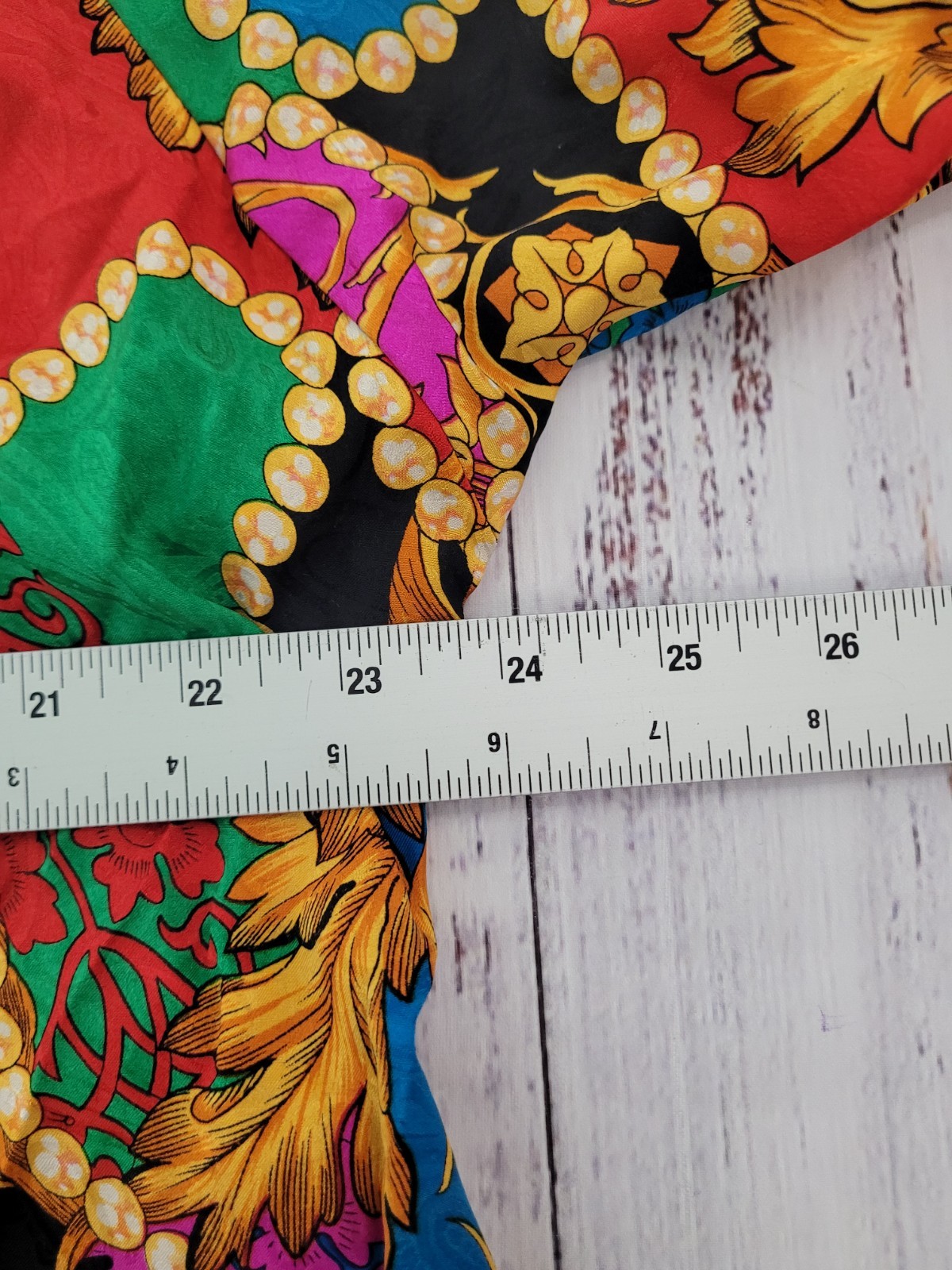 Vintage Diane Freis Original Blouse Baroque Scarf Print 3/4 Sleeve 80s 90s