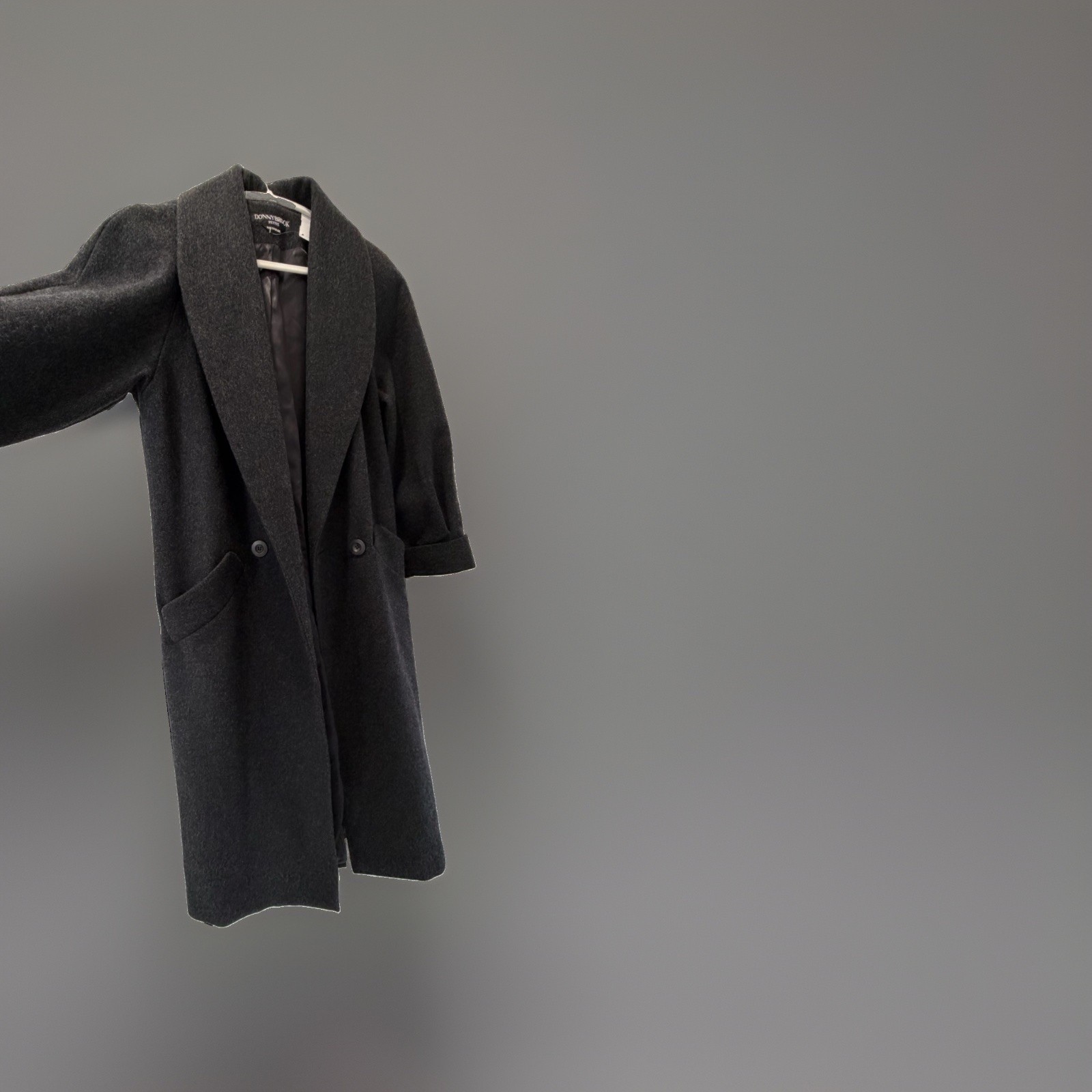 Vintage Donnybrook 100%Wool Coat Petite Small Charcoal Gray Made inUkraine EUC