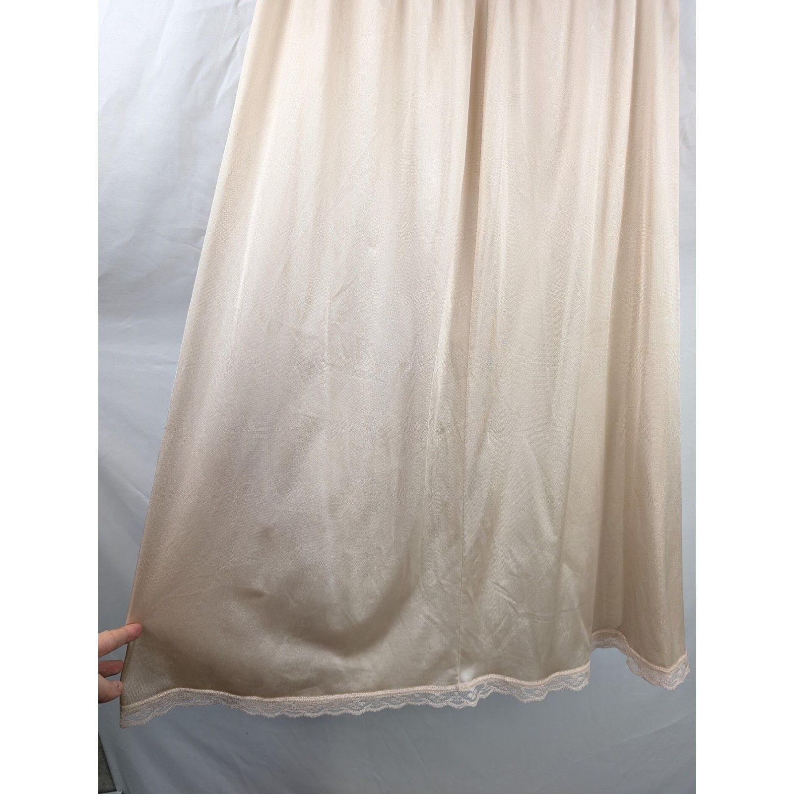 Vintage Warners Perfect Measure Lace Trim Half Slip 29″ Skirt Size L Tan 55300