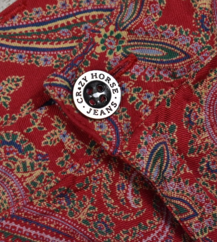 2000s Crazy Horse Womens 100% Rayon Long Midi Skirt Red Paisley Boho 12 VTG
