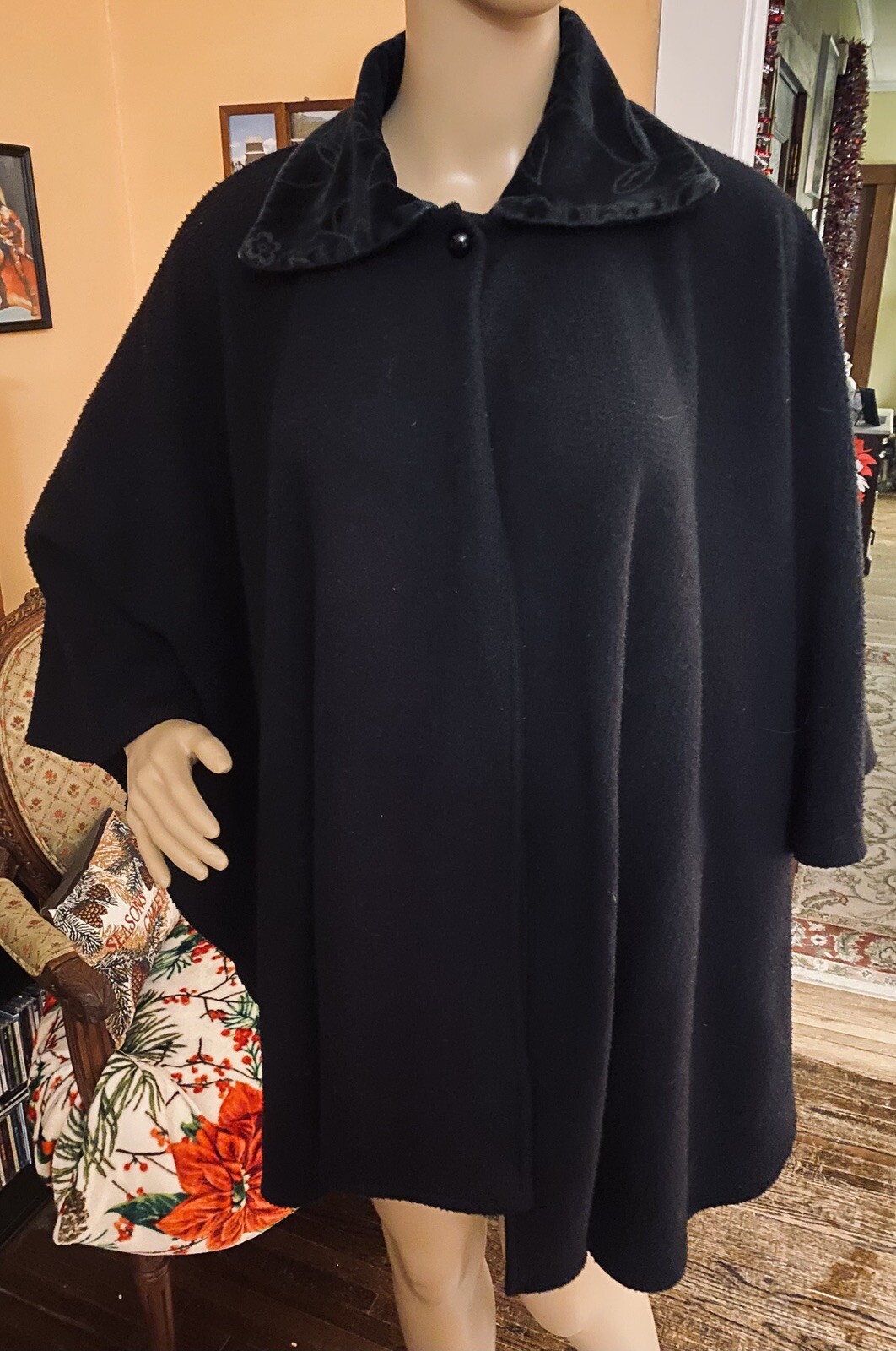 Vintage The Specialty House Black Dress Poncho Cape Late 1980s – 1990s OSFM