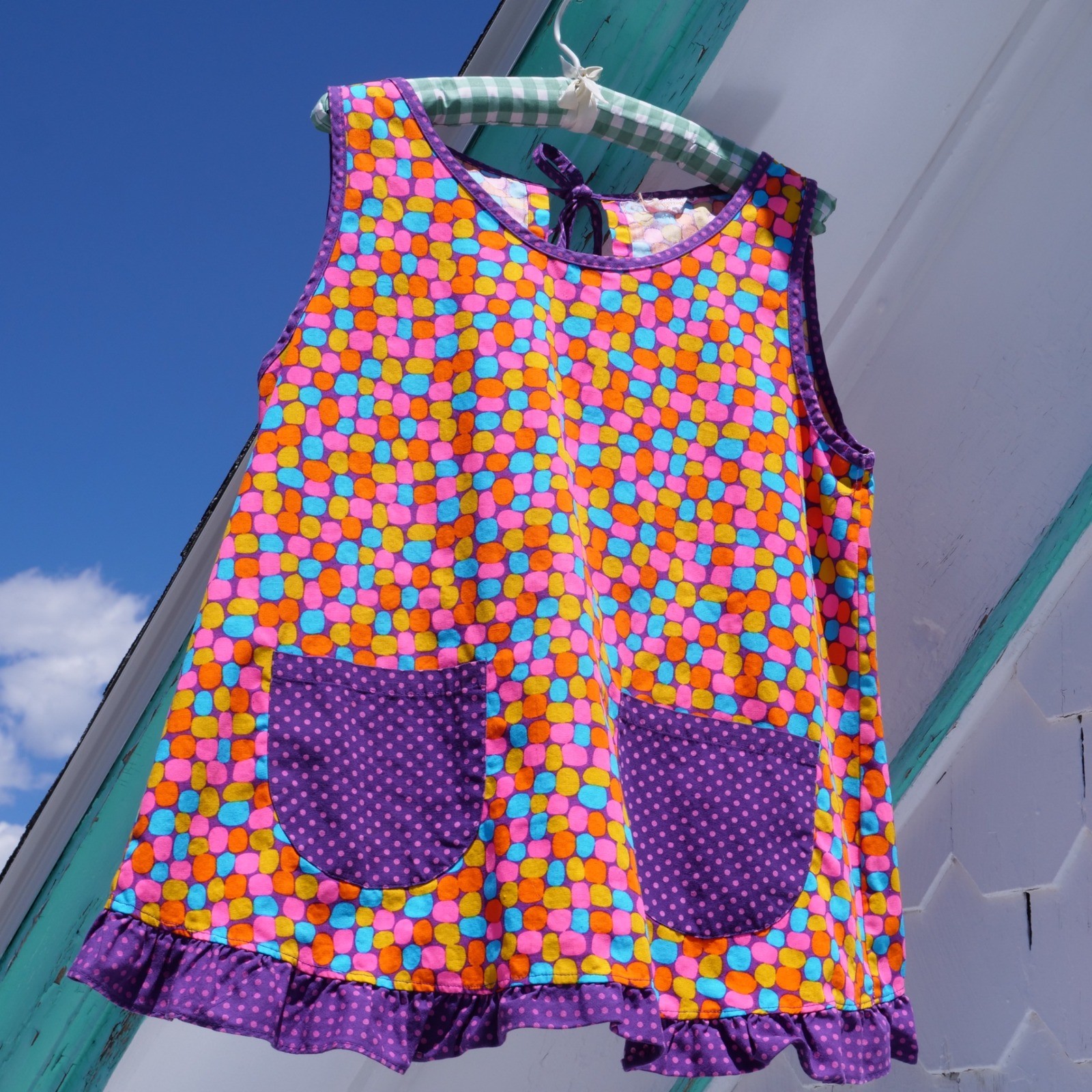 Cute vintage 60s/70s Design House mixed print cotton smock top