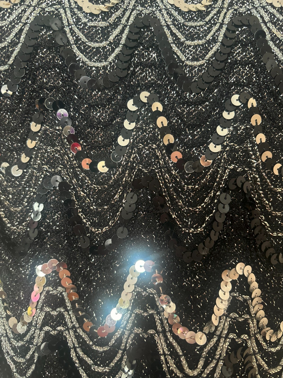 1970s Black and Silver Sequin Crop Top, by Rhoda Lee, Medium to Large