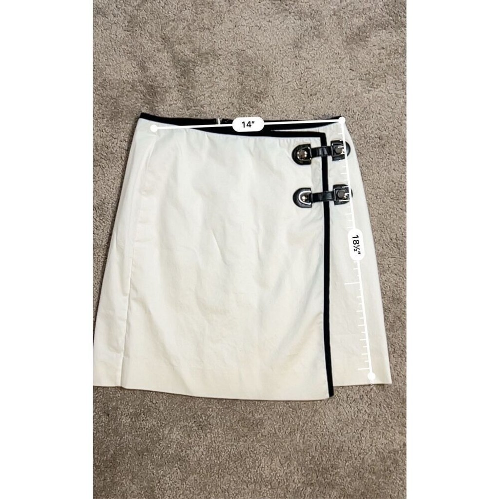 Vintage Chic Work Casual Buckled Y2K Skirt 8 White/Black