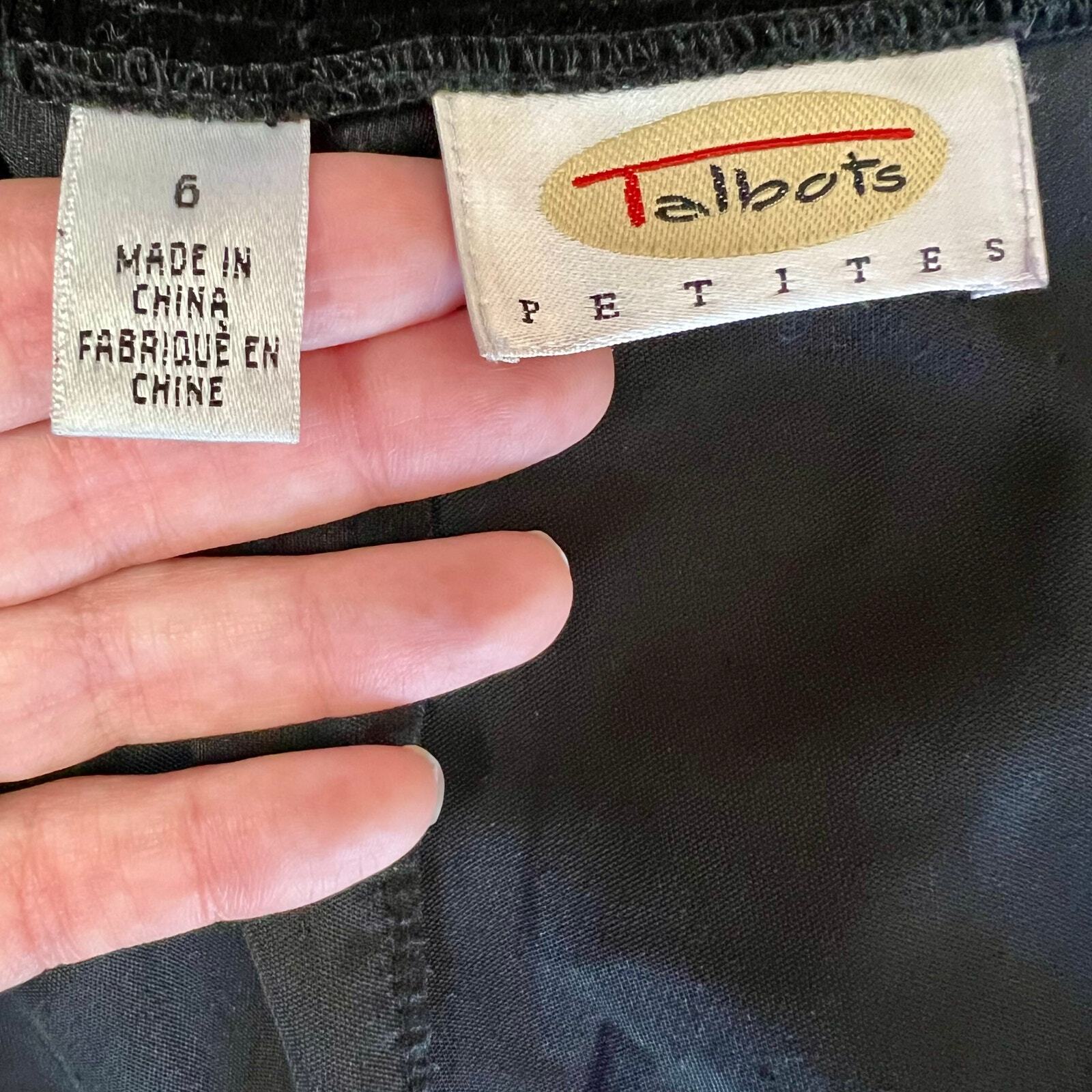 Vintage 90s Talbots Womens Classic Velvet Black High Waist ALine Midi Skirt 6P