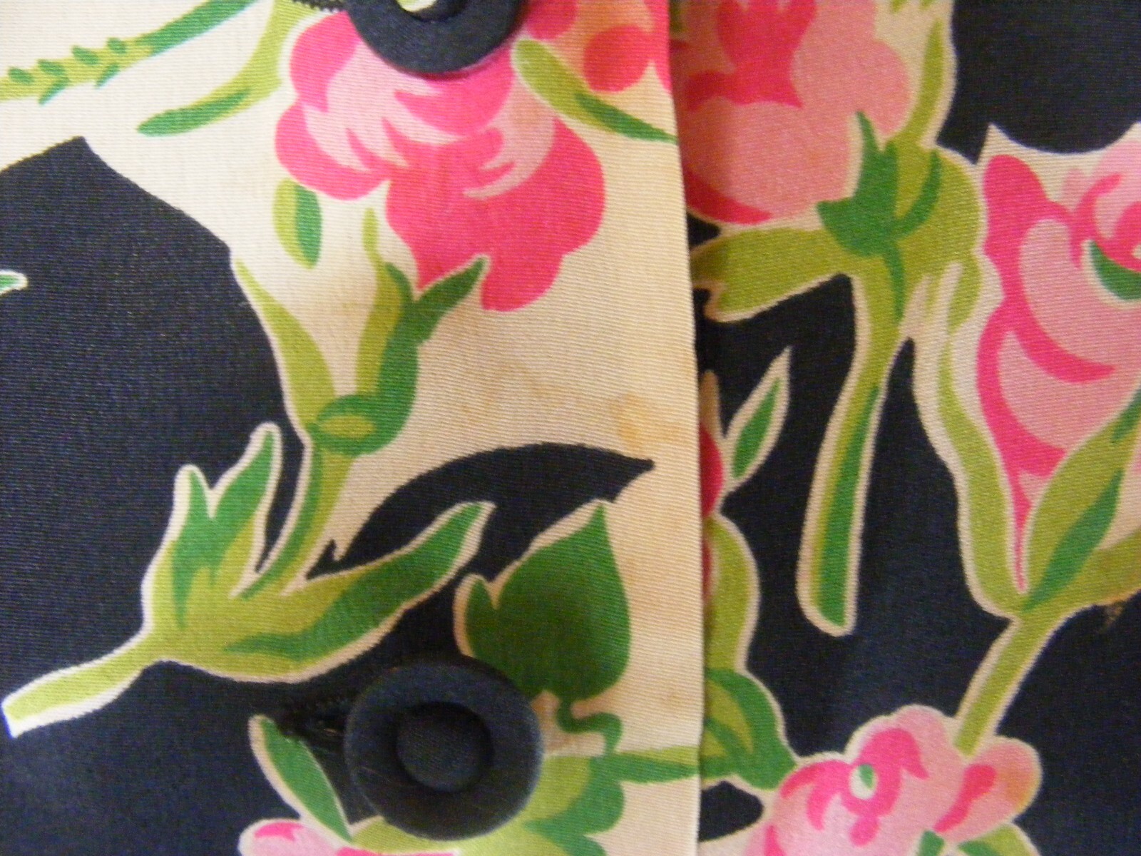 40s RAYON DRESS FLORAL PRINT BELTED BUTTON UP FULL SKIRT LIGHTWEIGHT 38″ X 30″ M