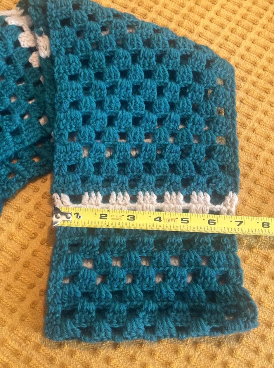 Vintage Retro Boho Chic Crochet Knit Granny Square Sweater Vest & Scarf Set OS