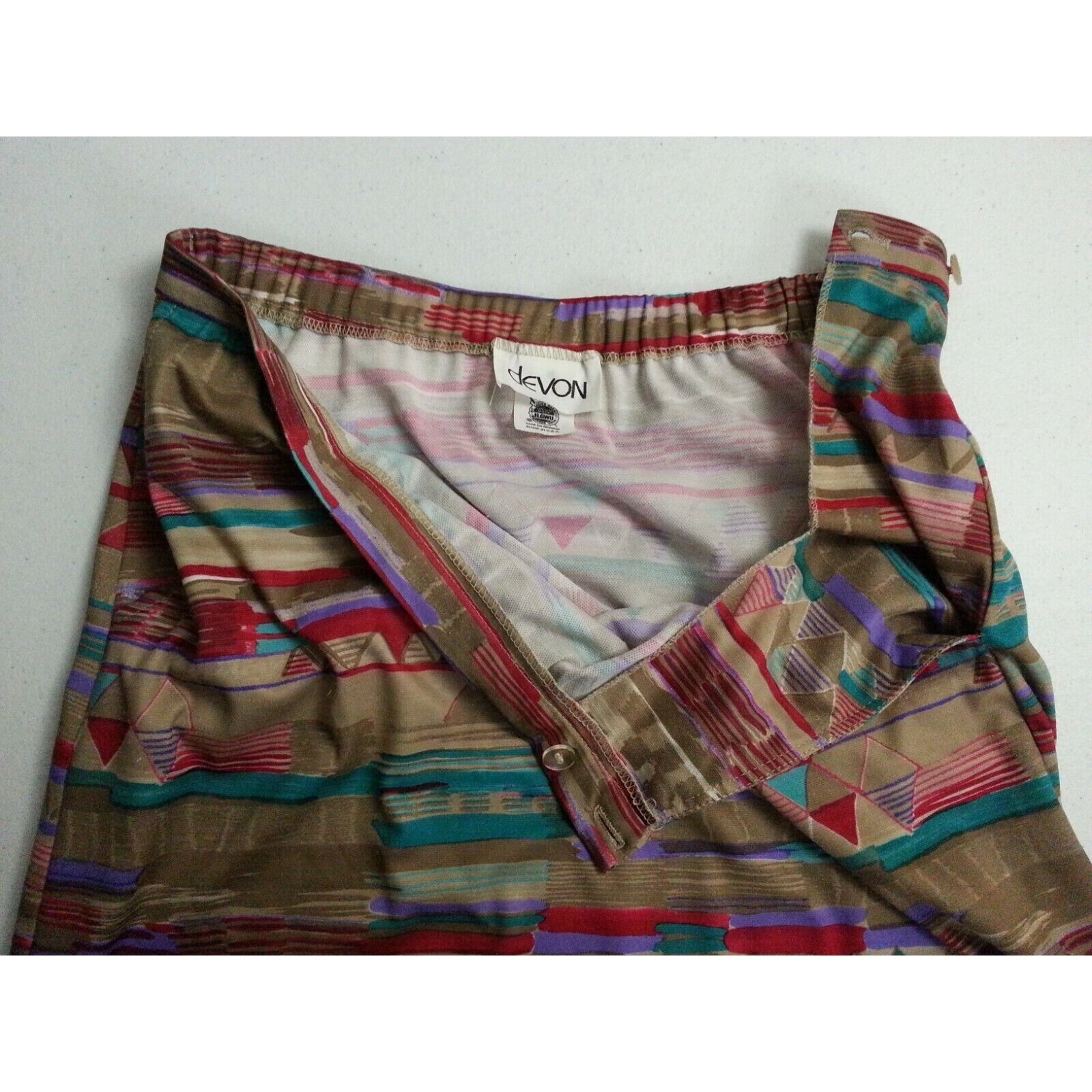 Devon Retro 1980s Vintage Print Skirt Dress Womens Size Medium M