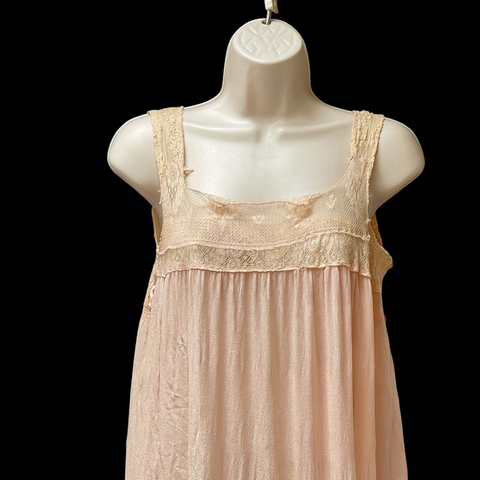 Gossamer Silk & Lace Pink Flapper Slip 1920’s Sheer Art Deco Lingerie Vintage A