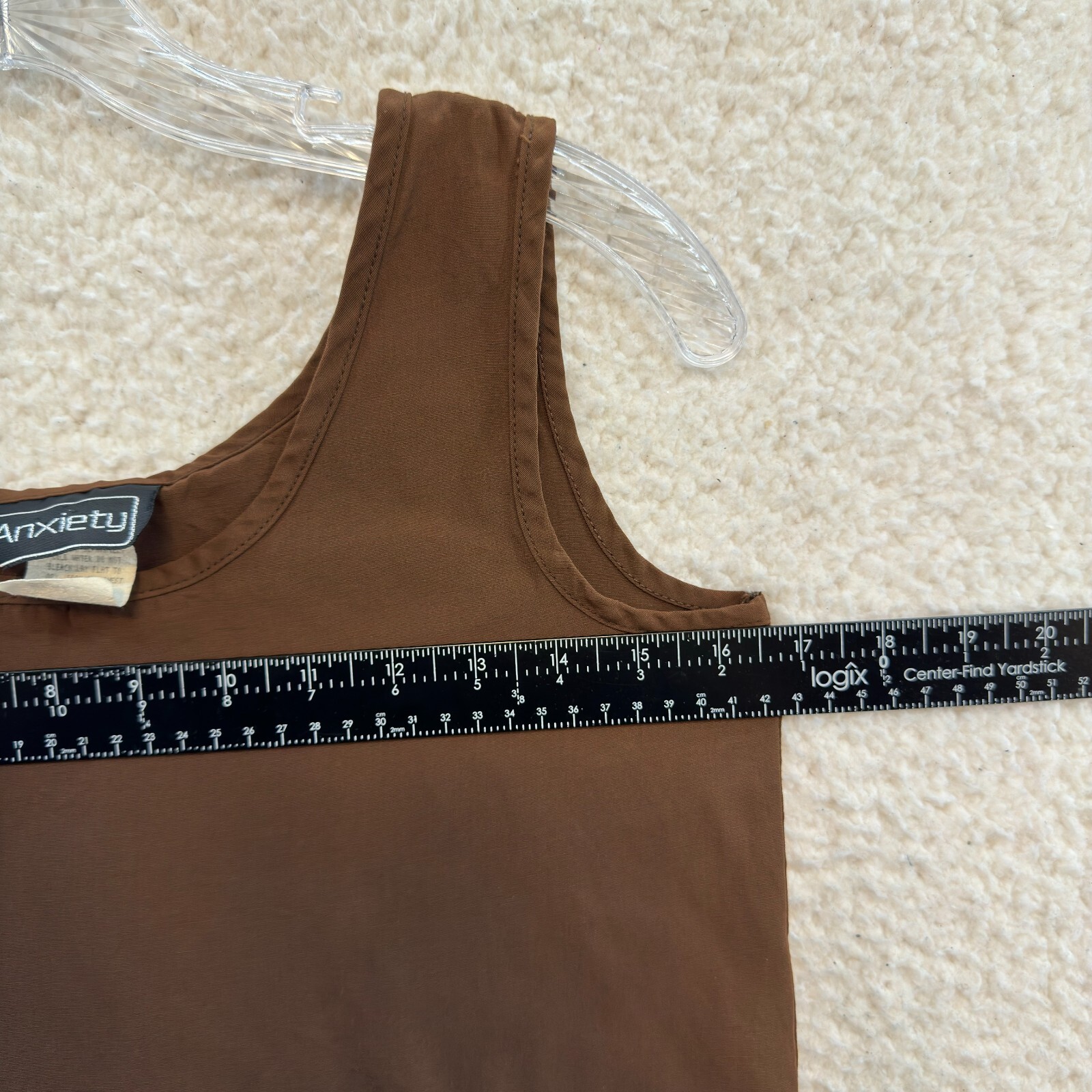90s Vintage Blouse Layering Top S Small M Medium Brown Sleeveless Round Neck