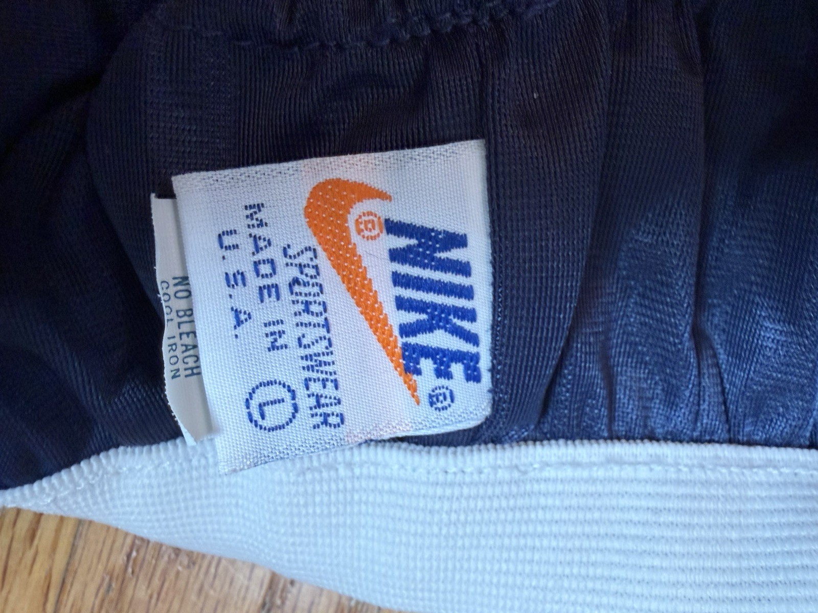 Vintage Nike Running Shorts Womens Size L USA Made Navy Blue Sheer