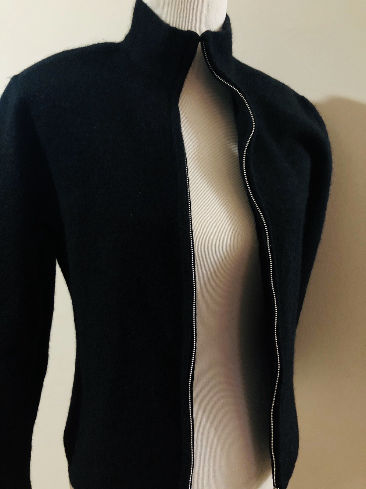 Bridgetown Collection Women’s Full Zip 100% Black Wool Cardigan Sweater Size M