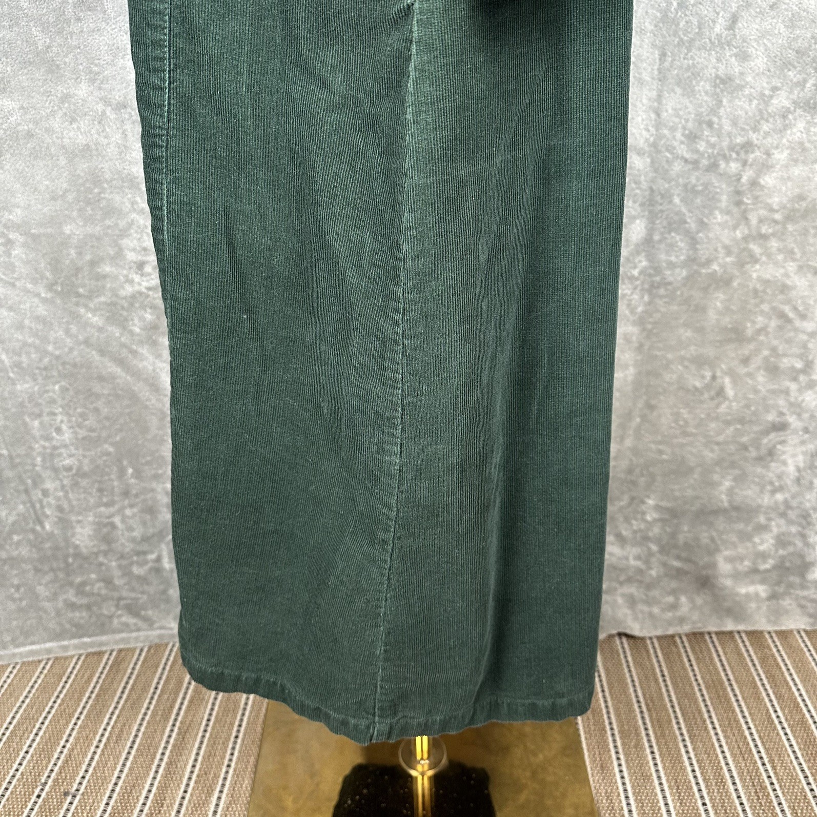 Vintage Corduroy Green Midi 10P Dress Renaissance Festival Prairie Boho Cottage