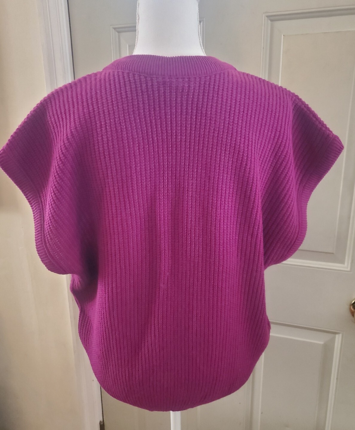 80’s Vintage Contemporary Casuals Purple Shaker Knit V Neck Sweater Vest Size XL